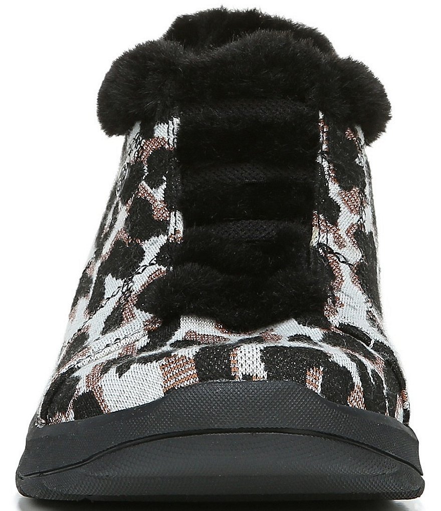 Bzees Premium Golden Leopard Print Faux Fur Lined Washable Wedge Booties