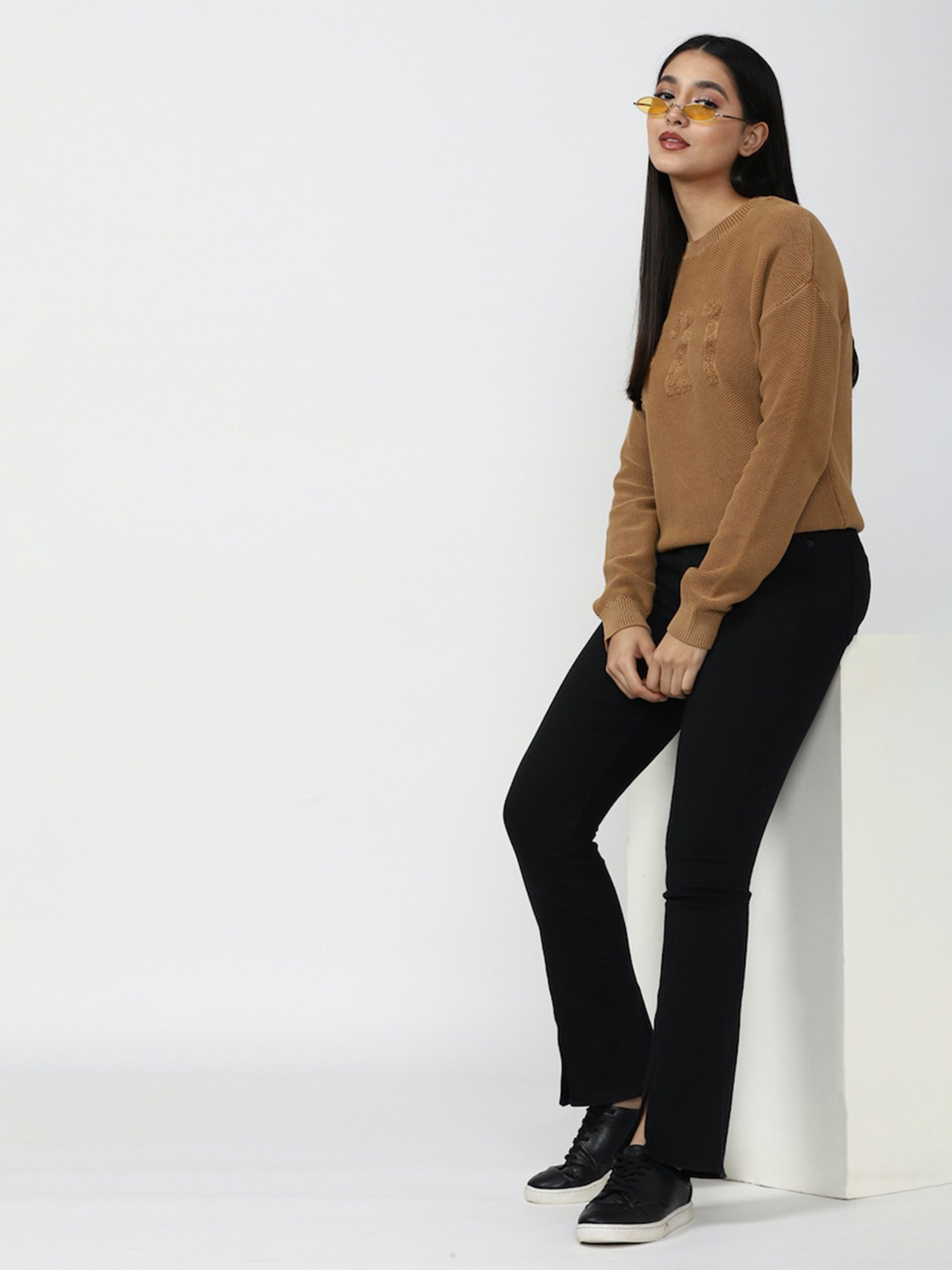 Forever 21 Brown Round Neck Sweater