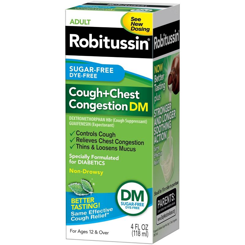 Robitussin Sugar-Free Cough + Chest Congestion DM Liquid - 4 fl oz