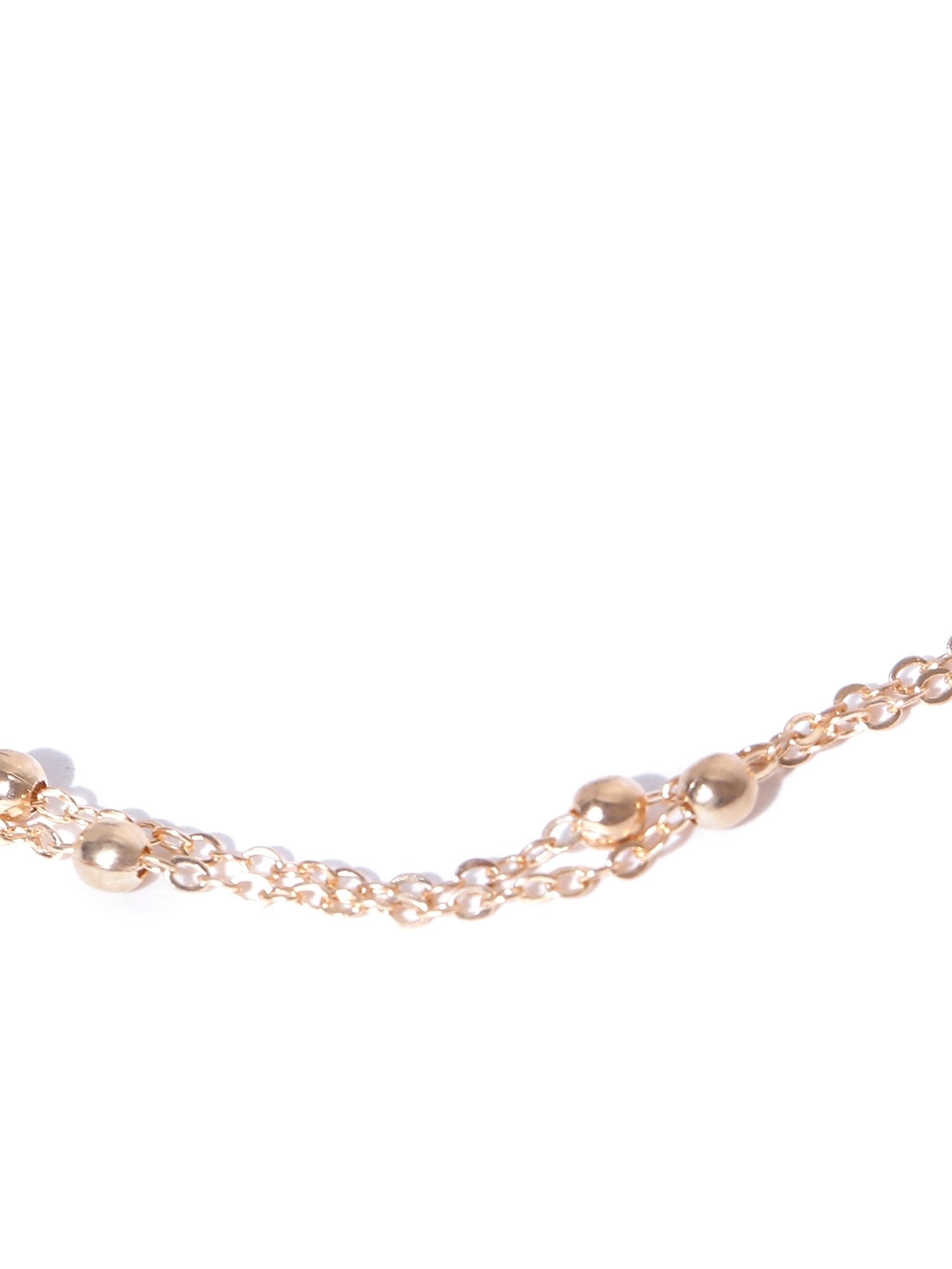 OOMPH Gold Tone Heart & Beads Multi Layer Fashion Anklet Pack of 2