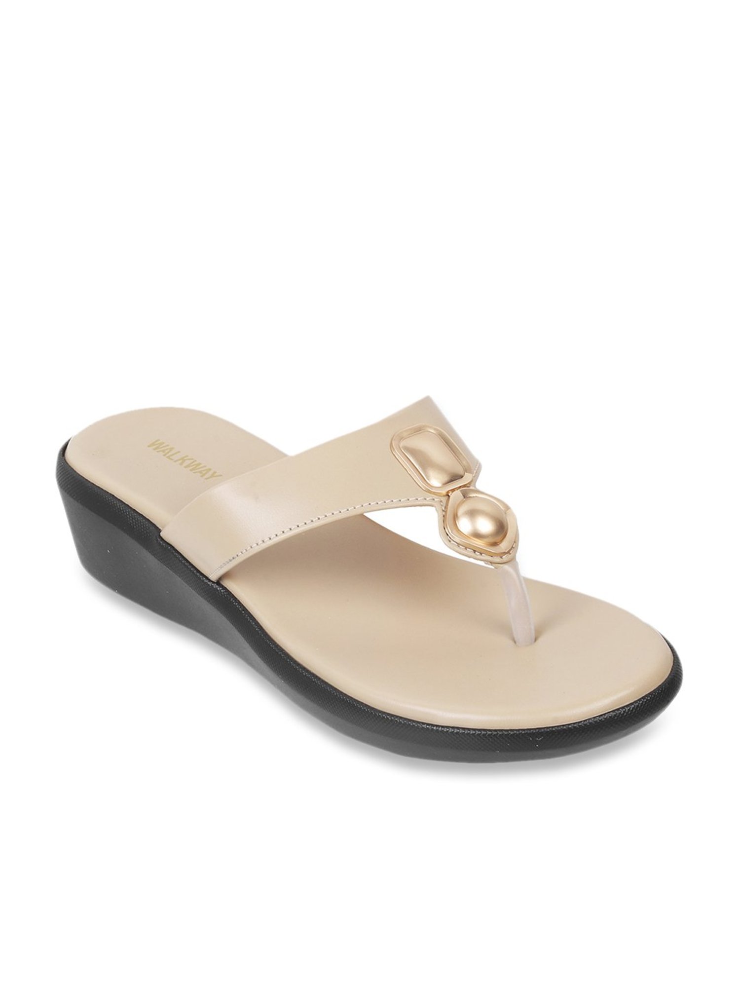 Walkway Women's Nude T-Strap Wedges