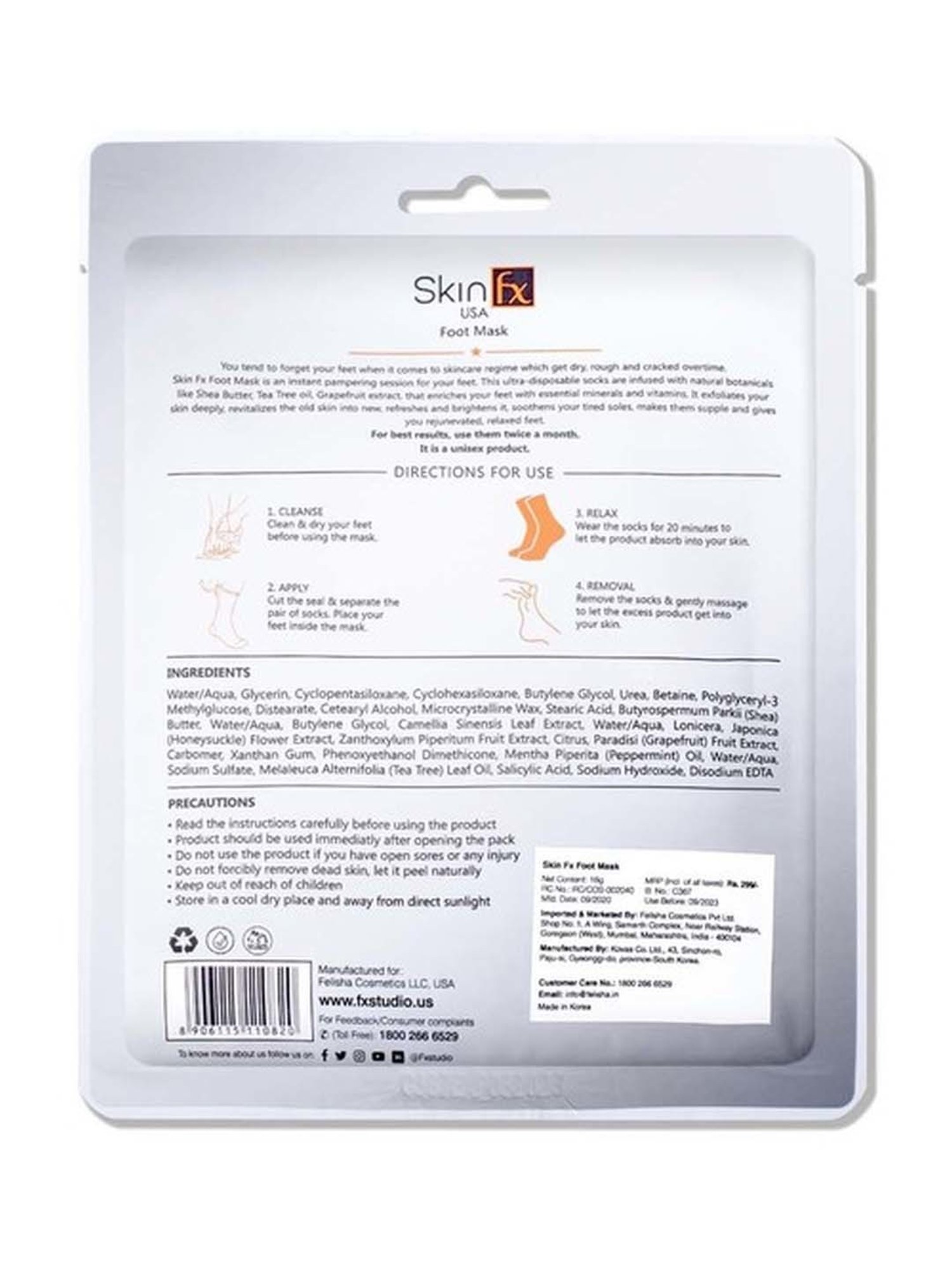 Skin Fx Nourishing Hand, Foot & Anti - aging Facial Serum Mask - Pack of 3