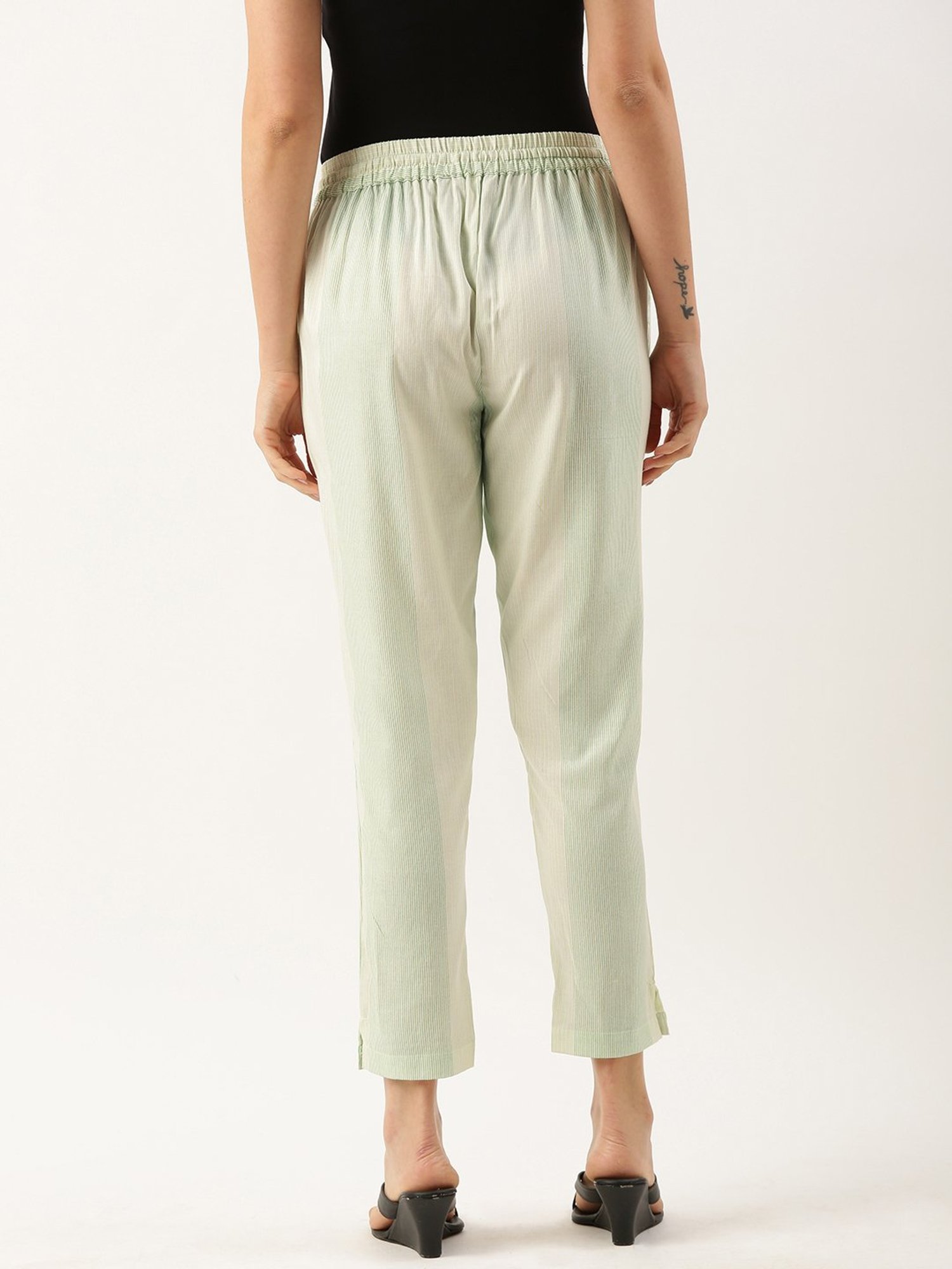 Amukti Green Striped Pants