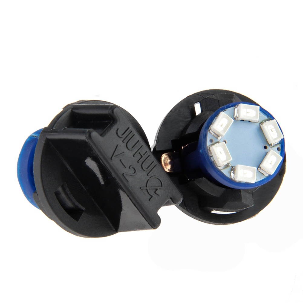 10 PCS 12V T10 SMD 1210 6 LEDs Twist Socket Instrument Panel Light LED Gauge Cluster Bulbs Dashboard Lamp with Holder (Blue)