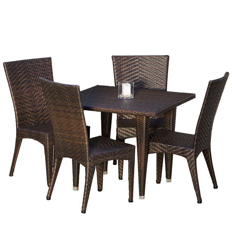 Brooke 5pc Wicker Patio Dining Set - Multi-brown - Christopher Knight Home