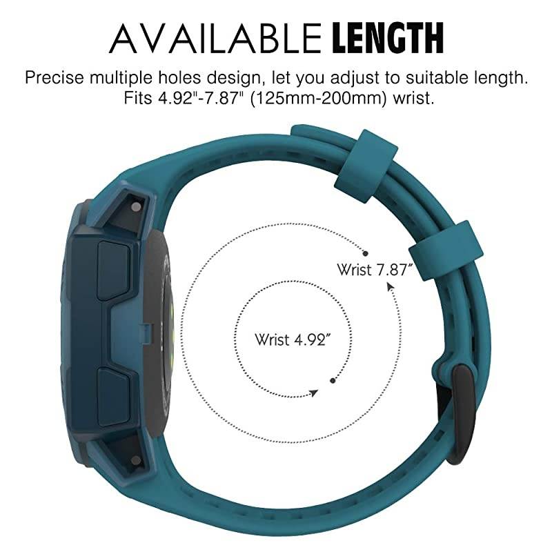 Watch Band Compatible with Garmin Instinct Sports GPS Smart Watch, Soft Silicone Adjustable Replacement Strap Fit Garmin Instinct/Instinct Tide/Instinct Tactical - Lake Blue