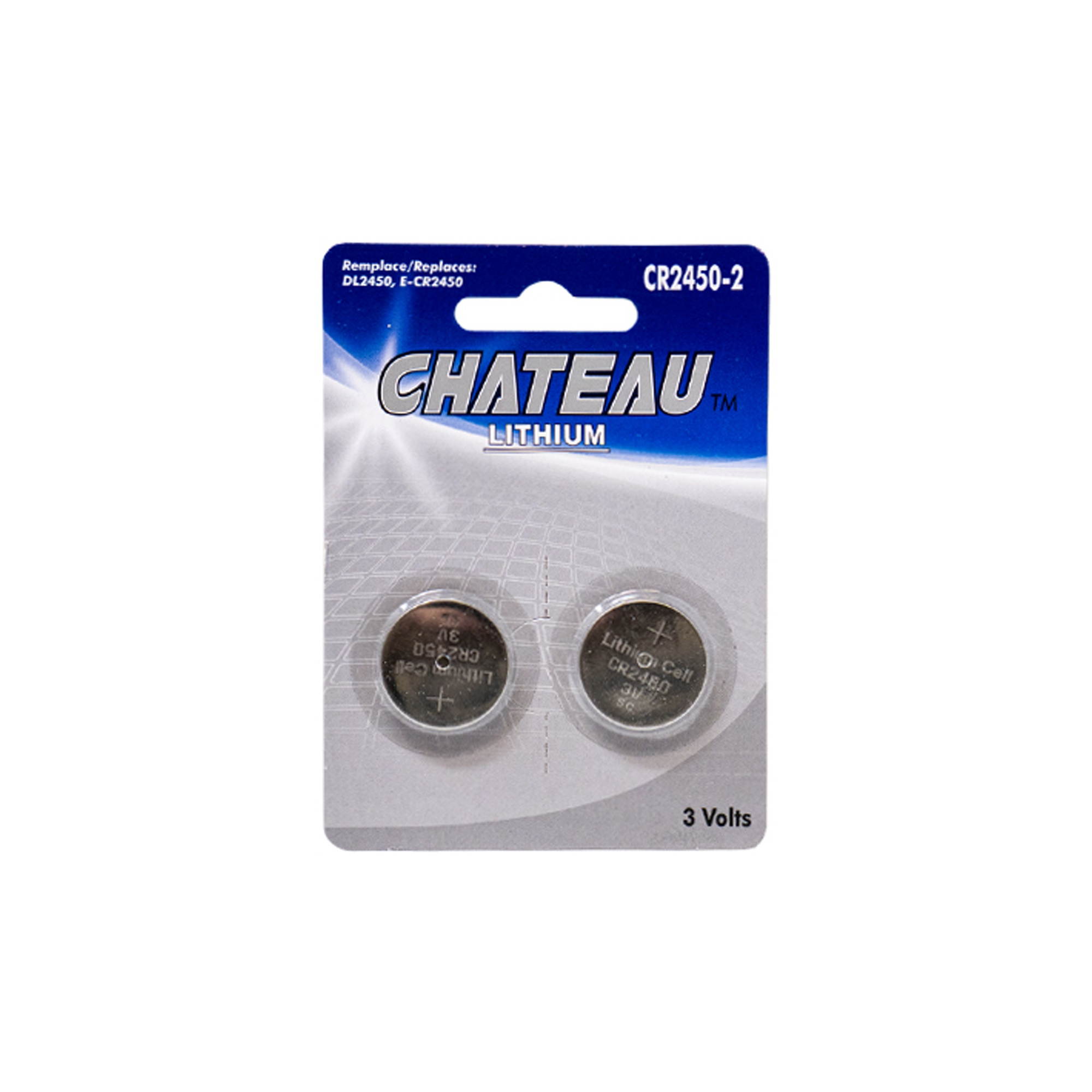 CR2450 Chateau 3 Volt Lithium Coin Cell Batteries (2 on a Card)