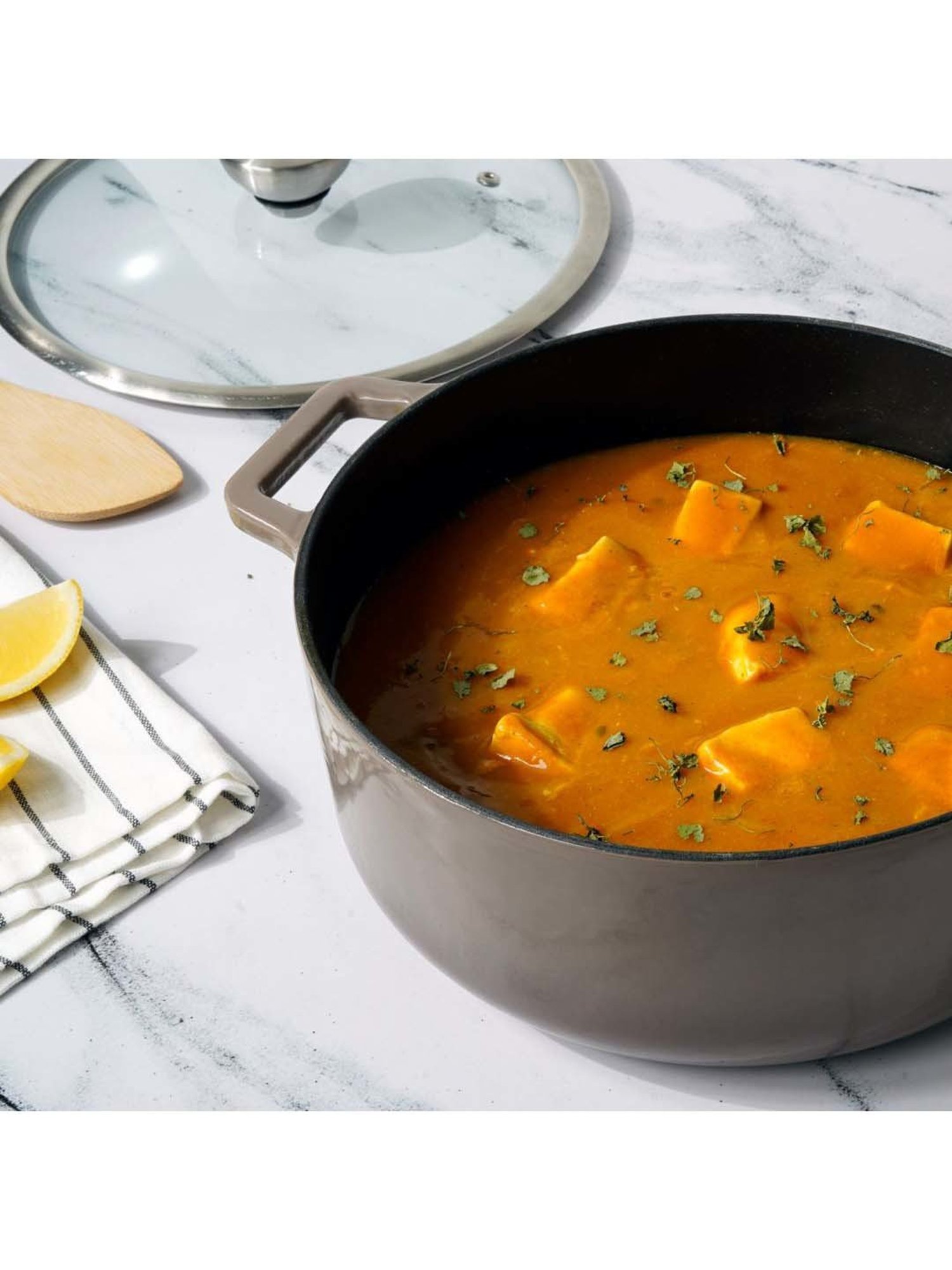 Meyer Enamel Grey & Transparent Iron Casserole with Lid (5.2 L)