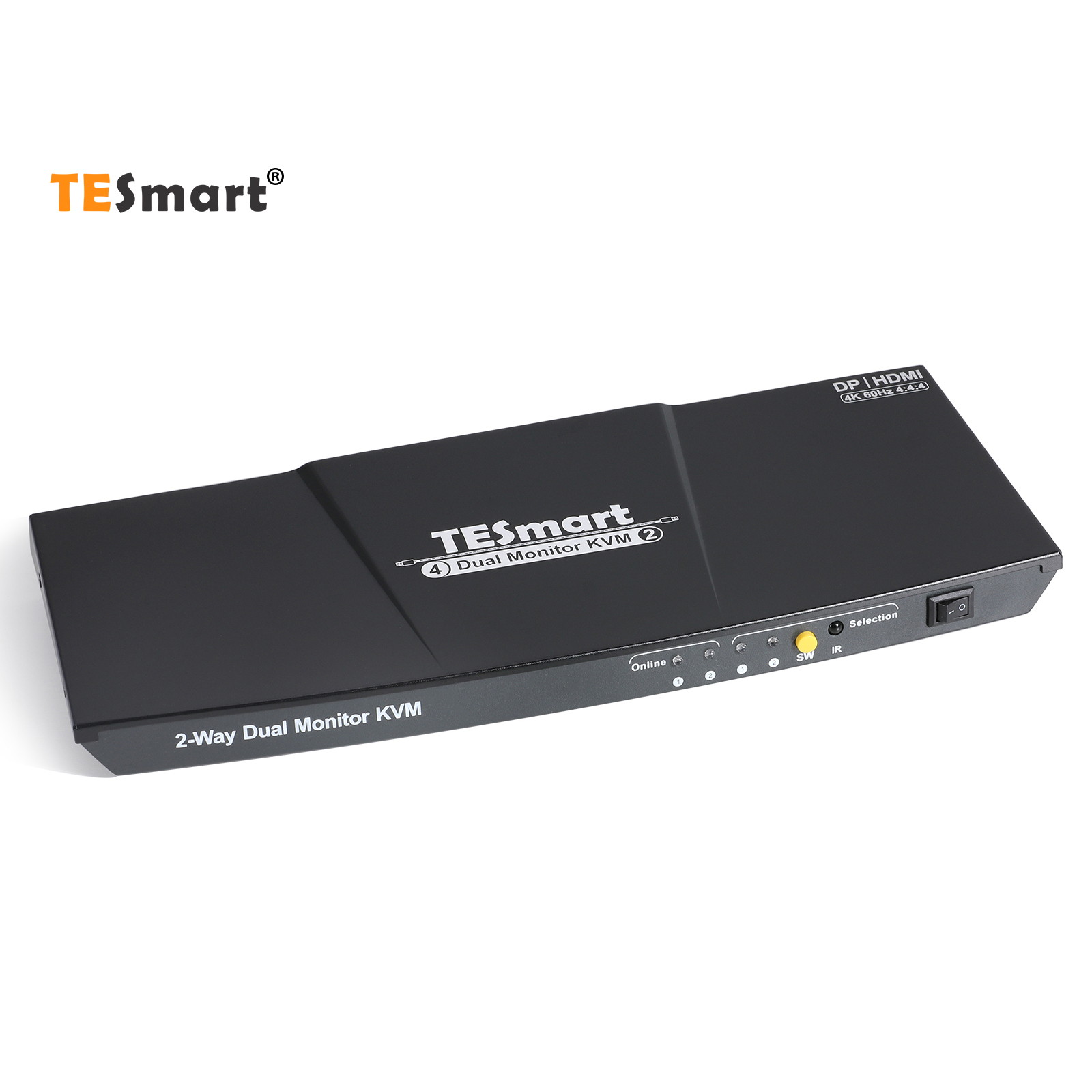 TESmart KVM Switch HDMI+DisplayPort ,2 In 2  Out ,Dual Monitor KVM Switch ,support 4K 3840*2160@60Hz  with Audio interface and USB 2.0