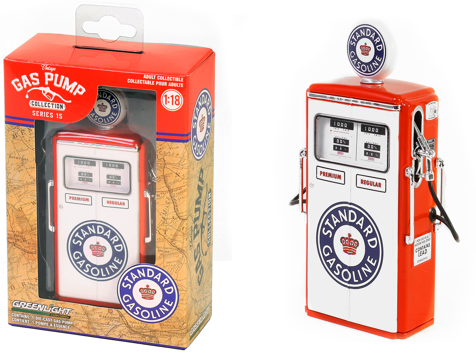 "Studebaker" Vintage Cylinder Gas Pump 1/18 Diecast Replica by Road Signature