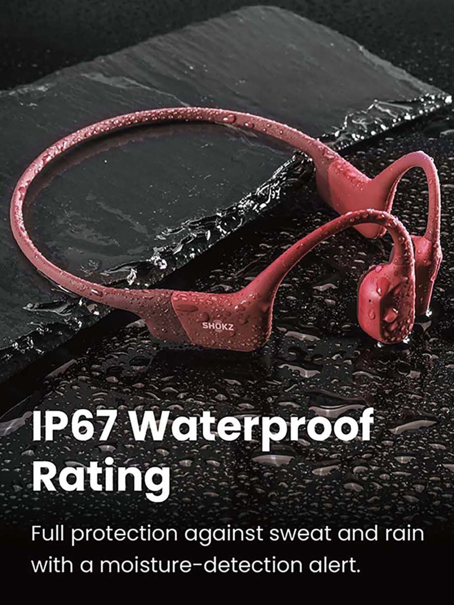 Shokz OpenRun Open-Ear Bluetooth Bone Conduction Sport Headphones (Red)