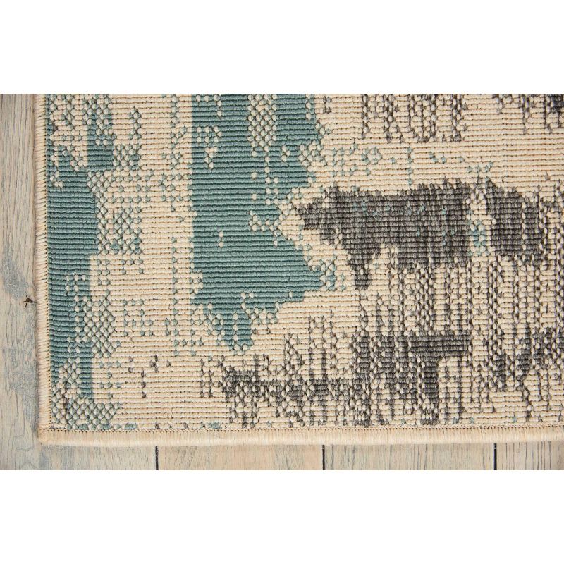7'10"x10'6" Rectangle Indoor and Outdoor Woven Multi Burst Area Rug Blue - Barclay Butera