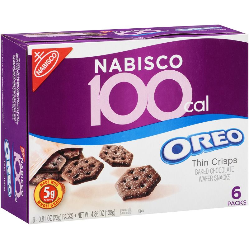 Oreo Thin Crisps Baked Chocolate Wafer Snacks 100 Calories - 0.81oz/6ct