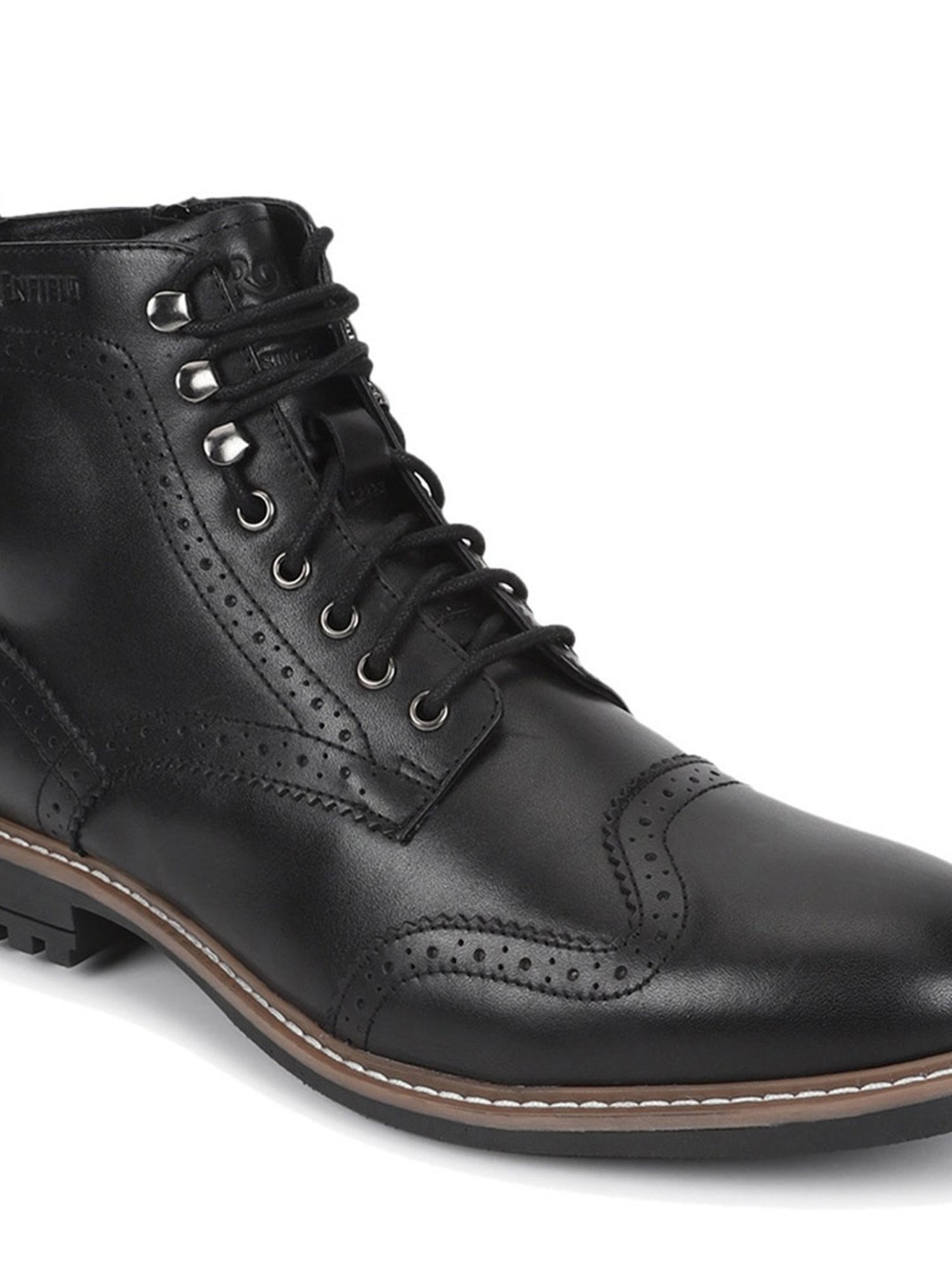 Royal Enfield Men's TORQUE Black Brogue Boots