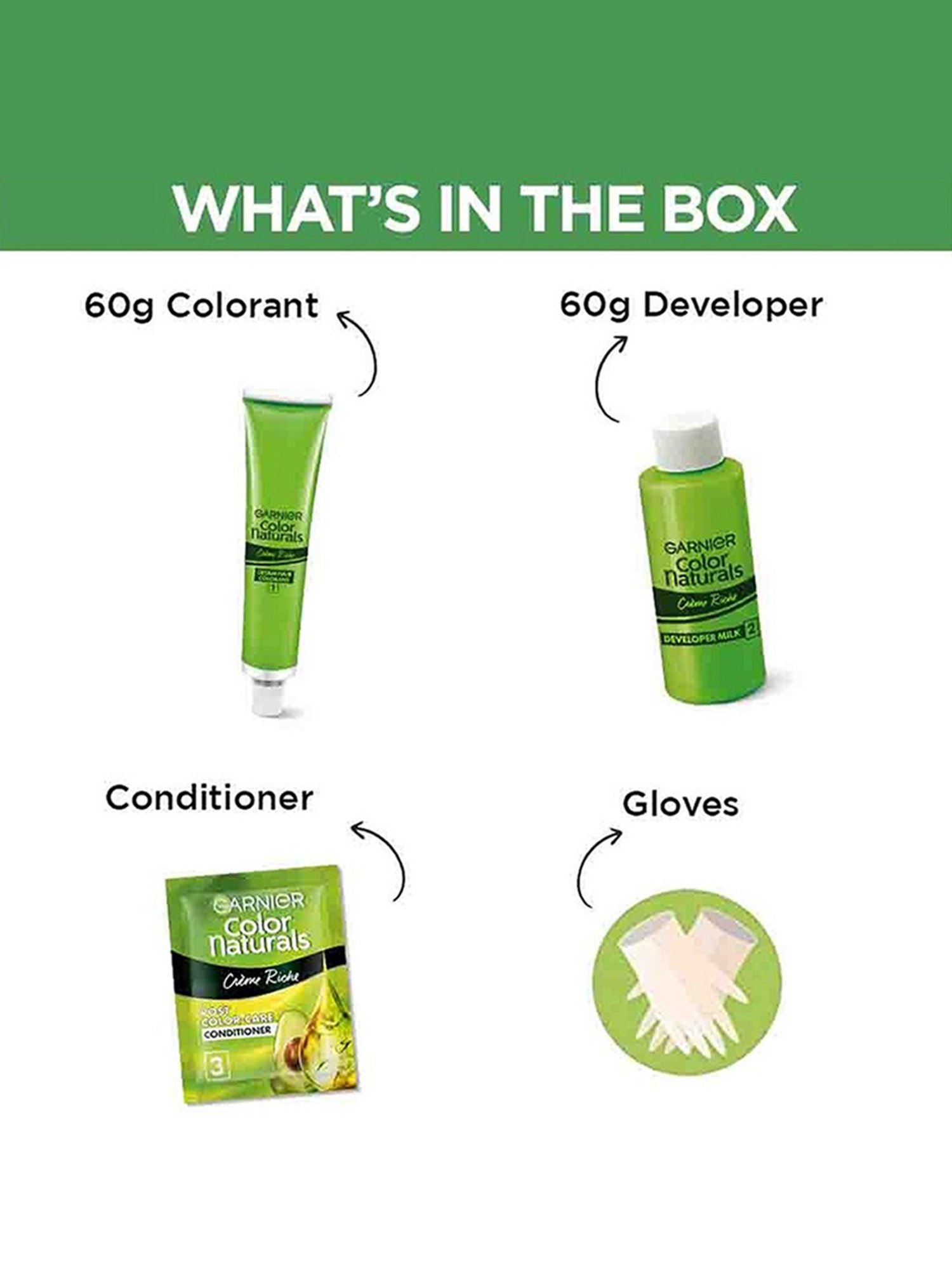 Garnier Color Naturals Creme Hair Color Shade 1 Natural Black - 70 ml + 60 gm