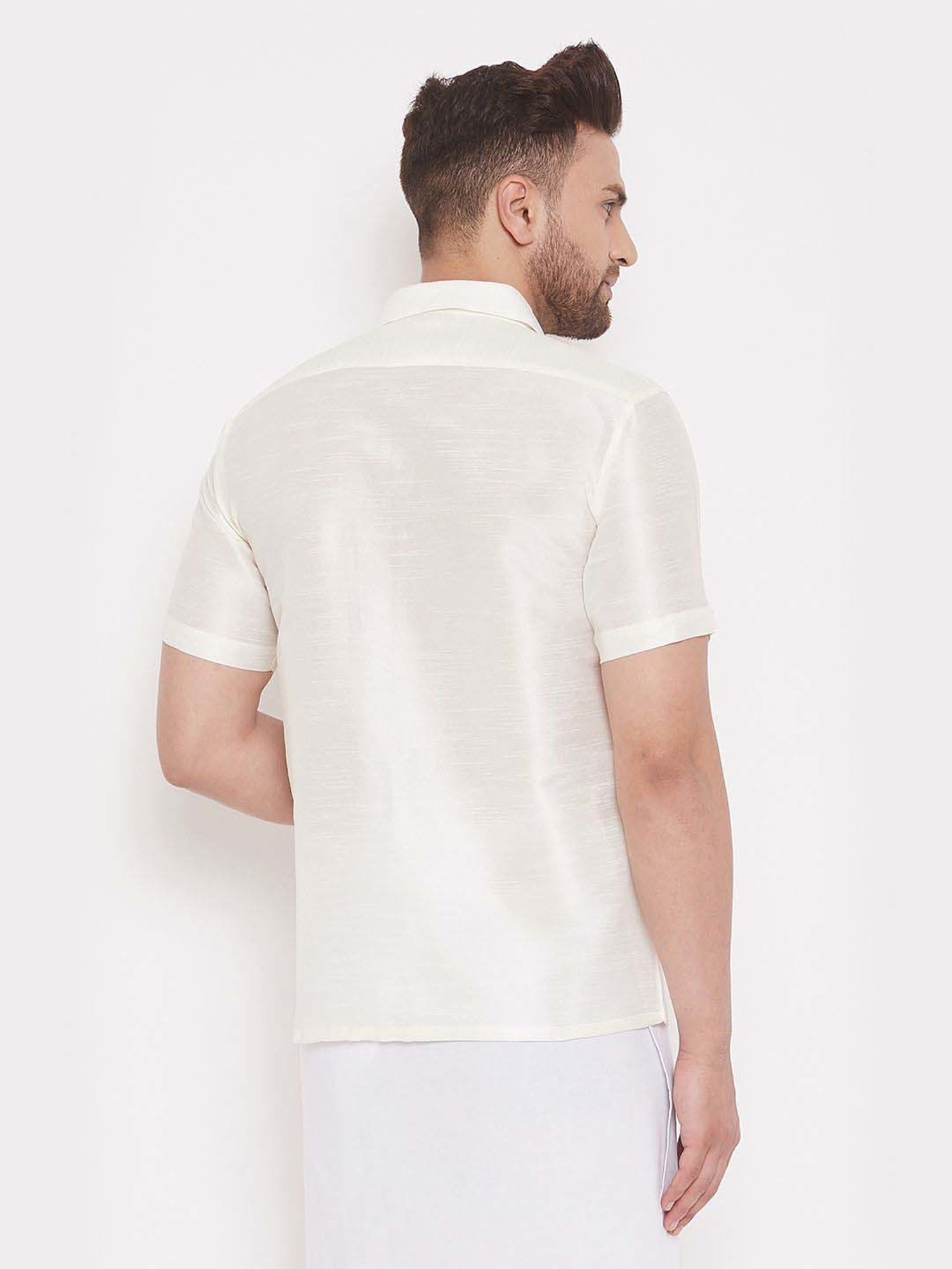 Vastramay Cream Regular Fit Shirt