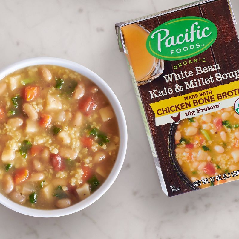 Pacific Foods Organic Chicken Bone Broth White Bean Kale & Millet Soup - 17oz
