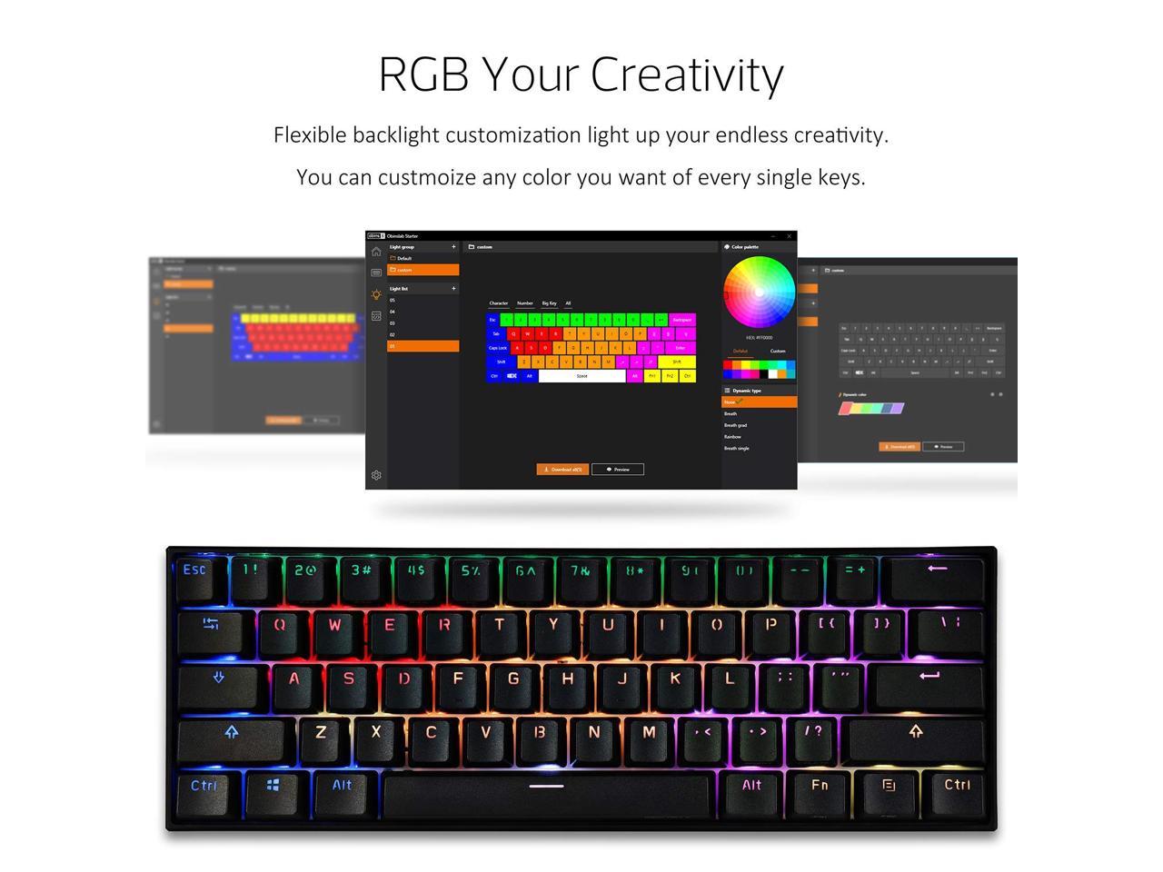 Anne Pro 2 Mechanical Keyboard 60% RGB Wired/ Wireless Bluetooth 4.0 PBT Type-c Kailh Red Switch -Black