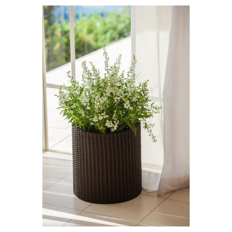 Cylinder Rattan Planter Set Of 3 - Brown - Keter