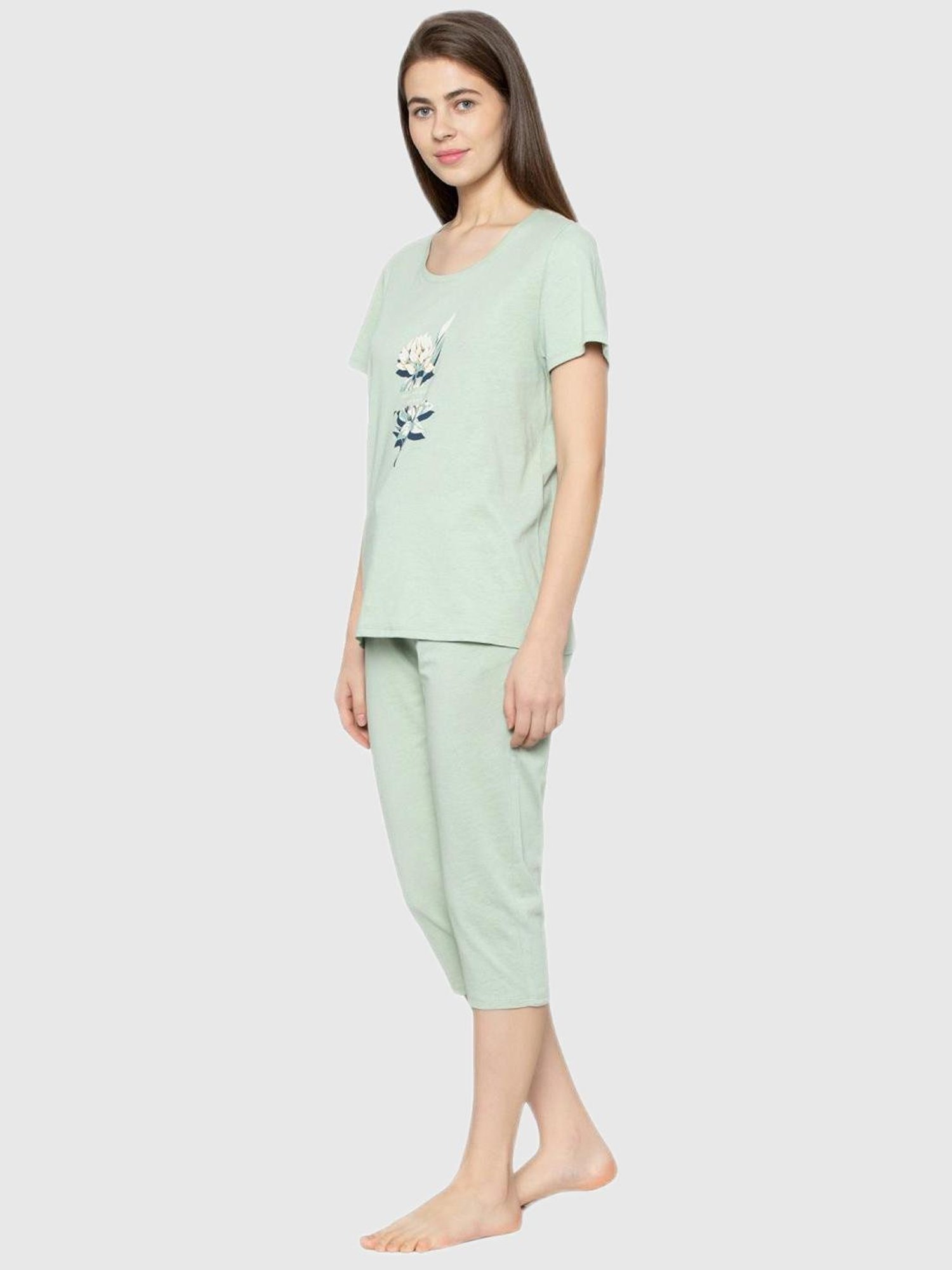 Triumph Green Graphic Print Pajama Set