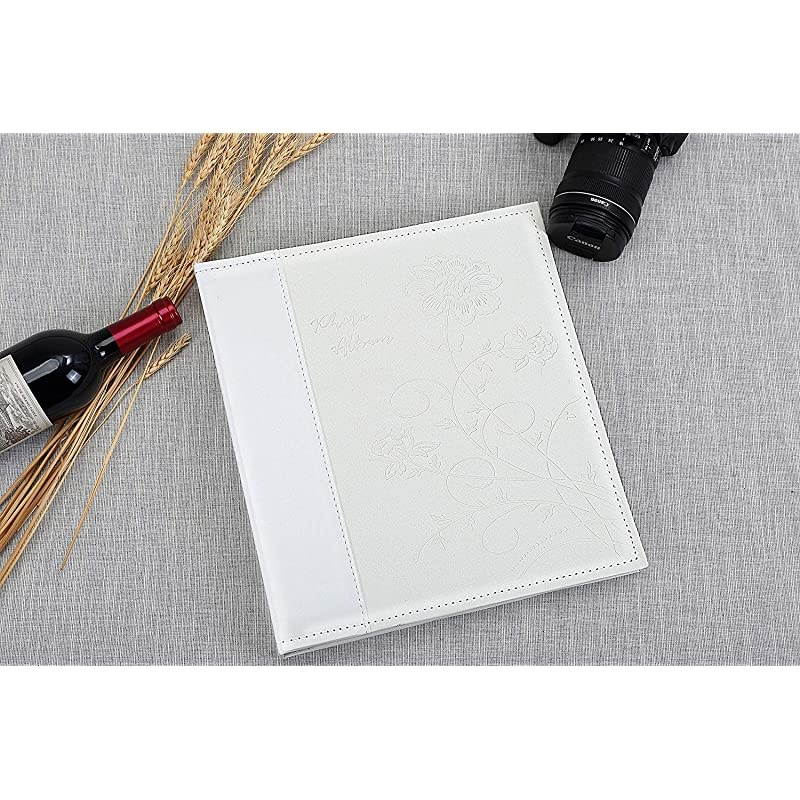 Photo Album 4x6 1000 Photos, Large Capacity Wedding Family Leather Cover Picture Albums Holds Horizontal and Vertical 4x6 Photos with Black Pages(White)