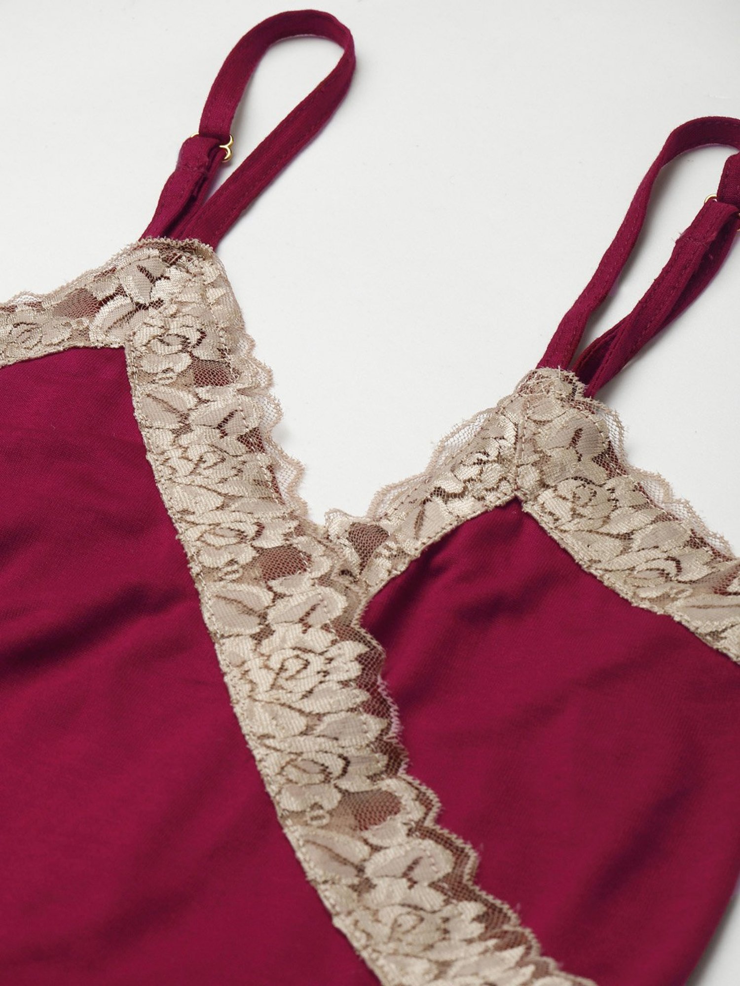 Ms.Lingies Maroon Lace Work Nighty