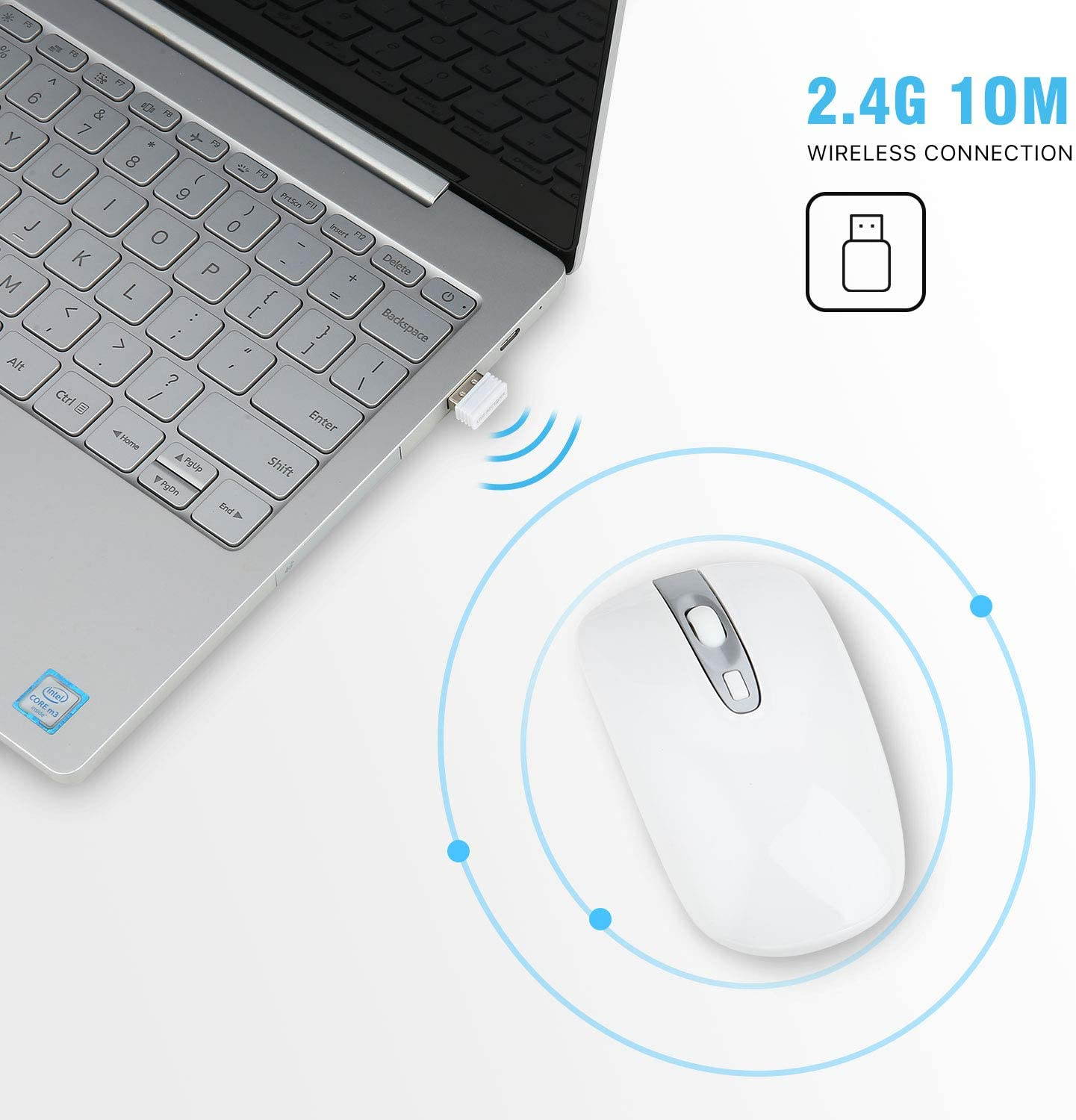Wireless Keyboard Mouse Combo, Cimetech Compact Full Size Wireless Keyboard and Mouse Set 2.4G Ultra-Thin Sleek Design for Windows, Computer, Desktop, PC, Notebook, Laptop &ndash; Silver