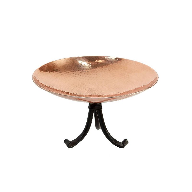 8.5" Stainless Steel Birdbath Bowl with Tripod Stand Polished Copper Plated - ACHLA Designs