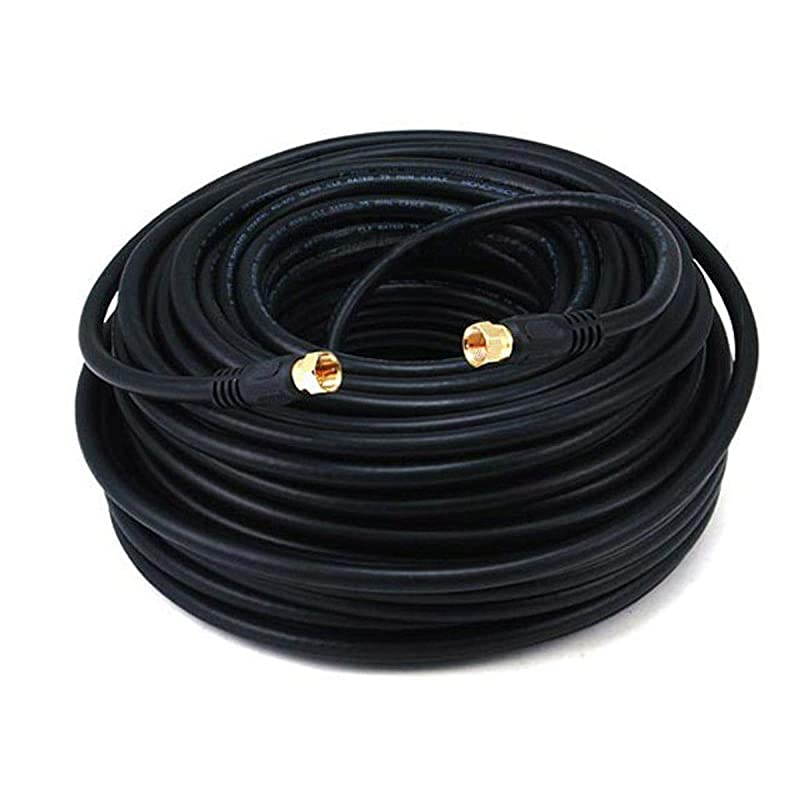 RG6 Quad Shield CL2 Coaxial Cable with F Type Connector 100ft Black
