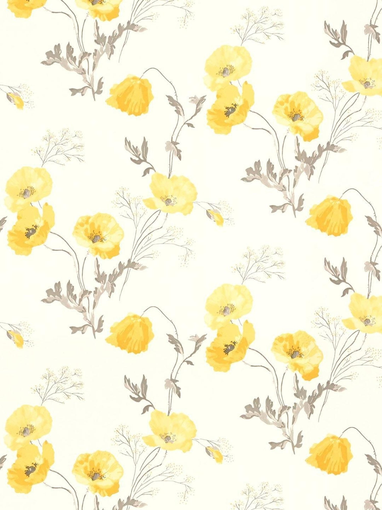SPACES DRAPE STORY Elegent Floral Yellow & White Polyester 5 ft Window Curtains - Set of 2