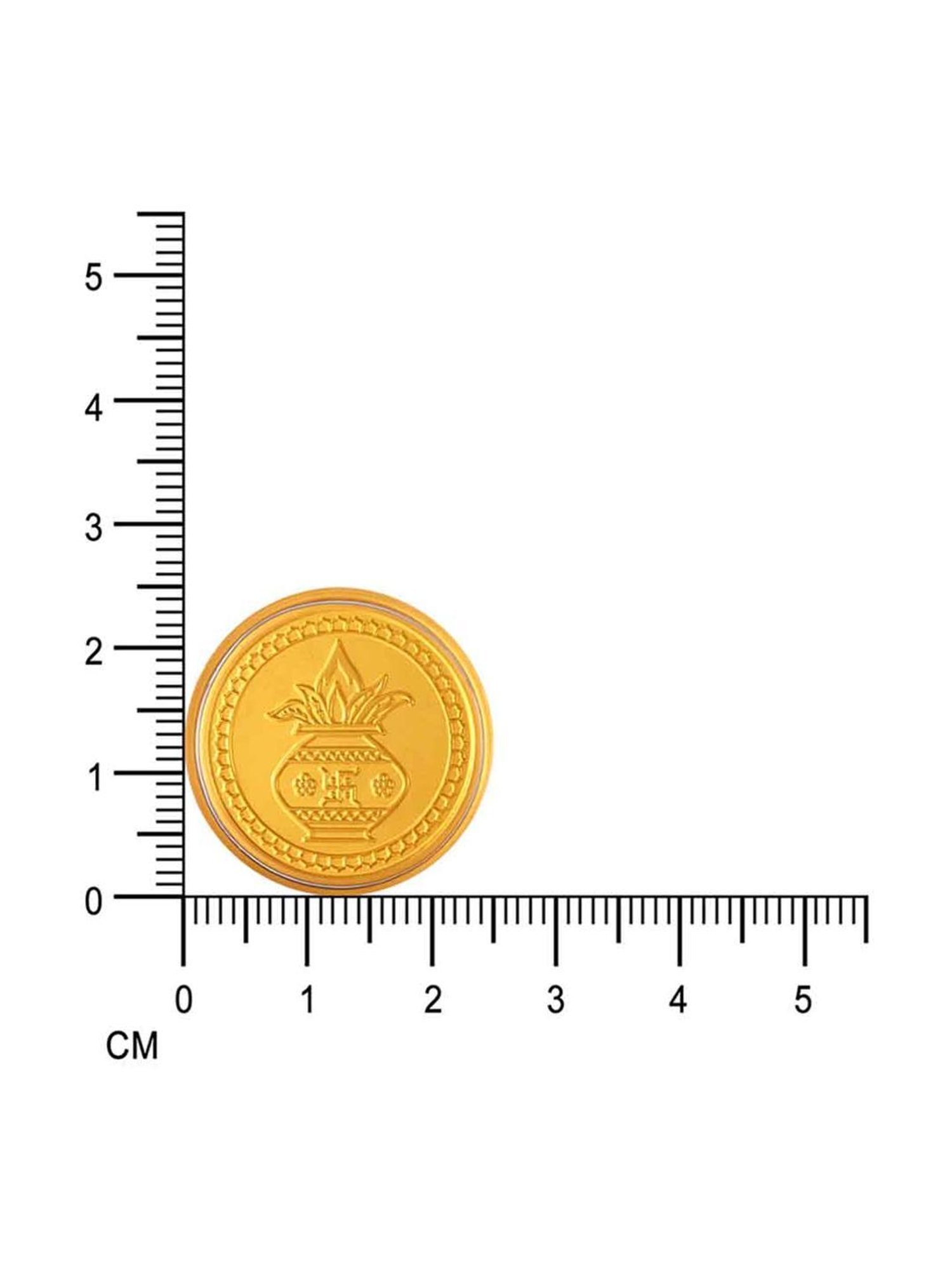 P.C. Chandra Jewellers Pooja Kalash-Inscribed 24k (999) 0.05gm Yellow Gold Foil Coin