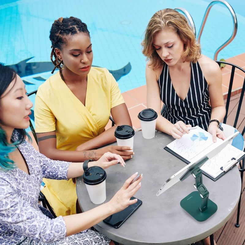 Insten Cell Phone Stand for Desk, Aluminum Foldable Holder, Height & Angle Adjustable Ergonomic Mount For Smartphones iPhone iPad Tablet, Green