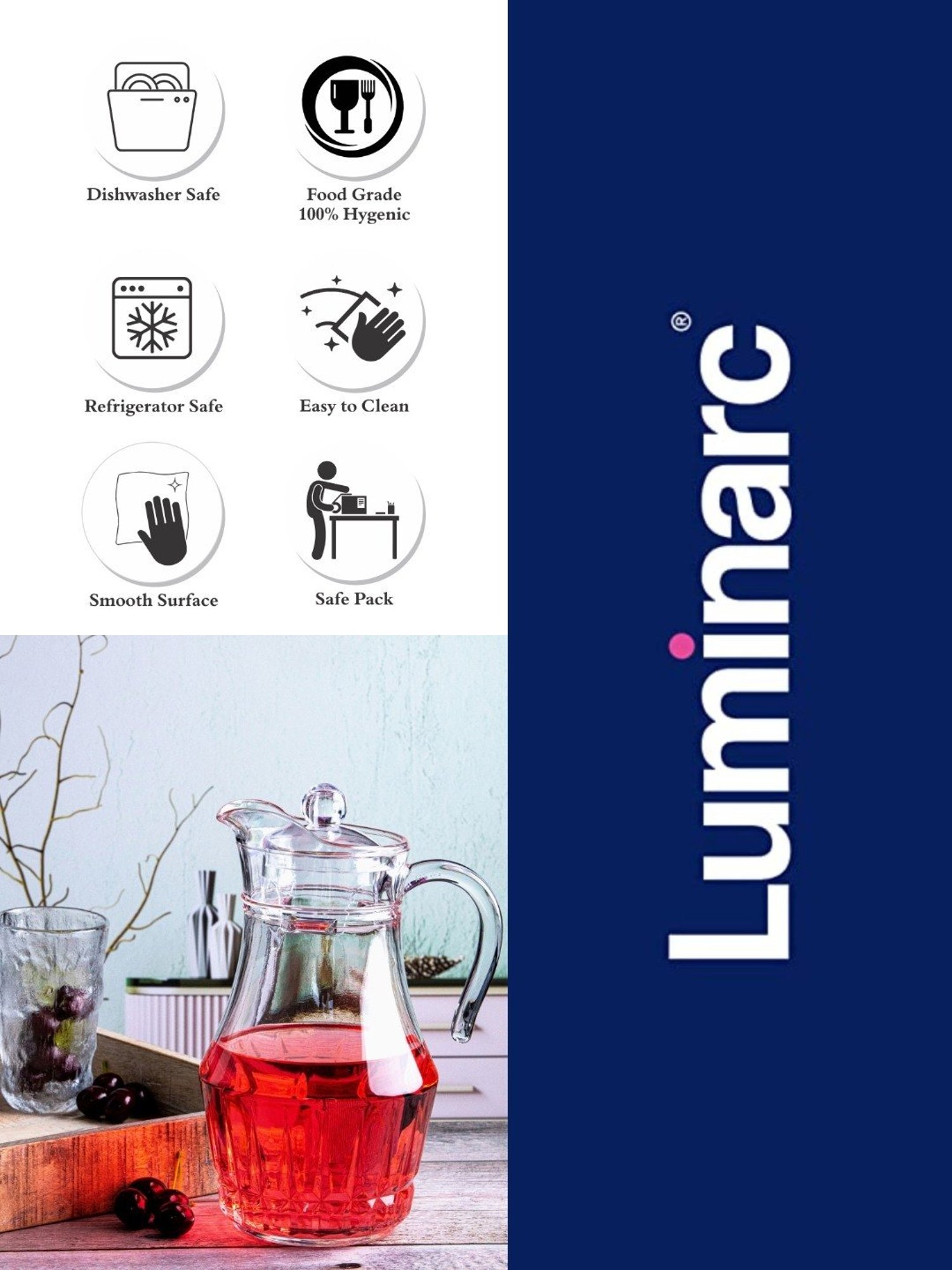 Luminarc Transparent Glass Beverage Serving Victoria Jug