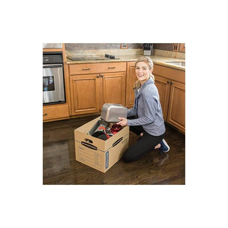 SmoothMove Classic Moving Boxes, Tape-Free Assembly, Easy Carry Handles, Medium, 18 x 15 x 14 Inches, 20 Pack (8817202)