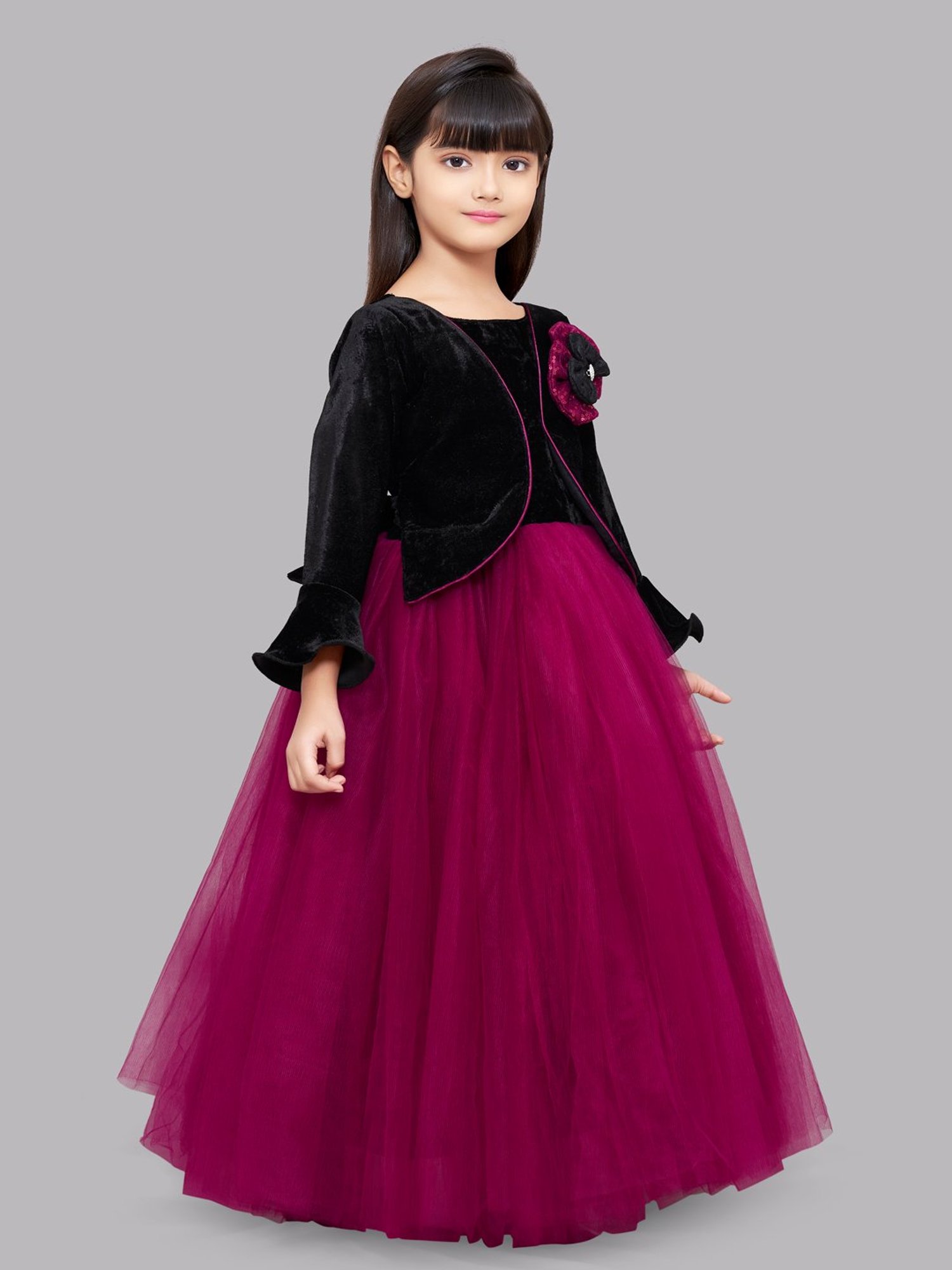 Many Frocks Kids Red Solid Dress