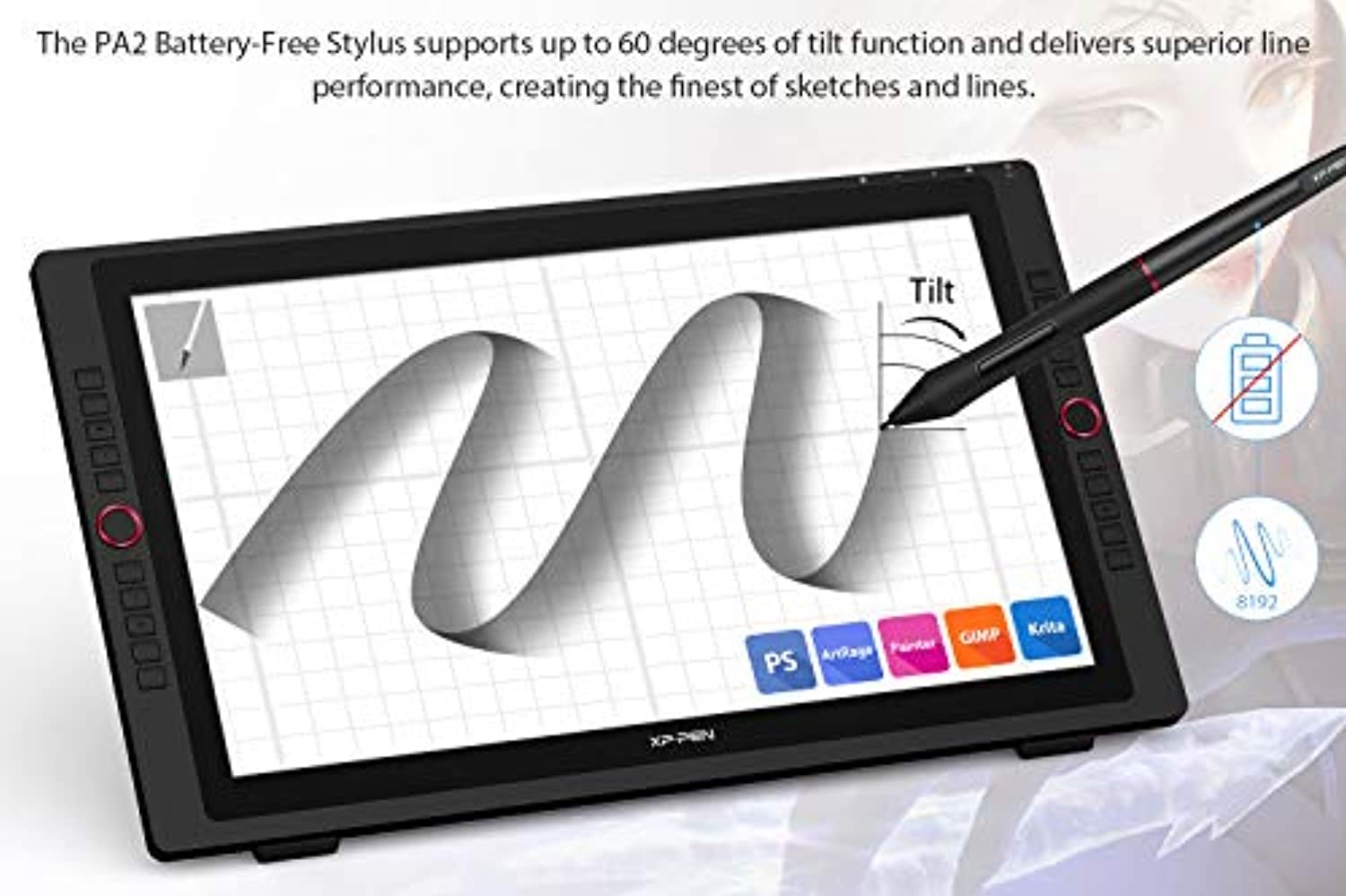 XP-PEN Artist24 Pro Drawing Pen Display 2K Resolution Graphics Tablet 23.8 Inch Screen Supports a USB-C to USB-C Connection?20 Customizable Shortcut Keys and Tilt Function? (MYXArtist24Pro)