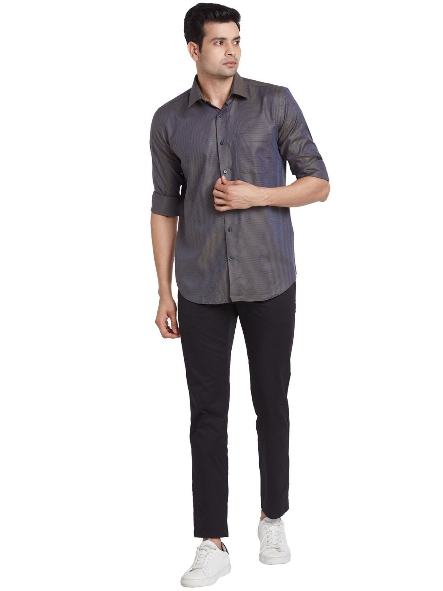 Raymond Brown Cotton Contemporary Fit Texture Shirt