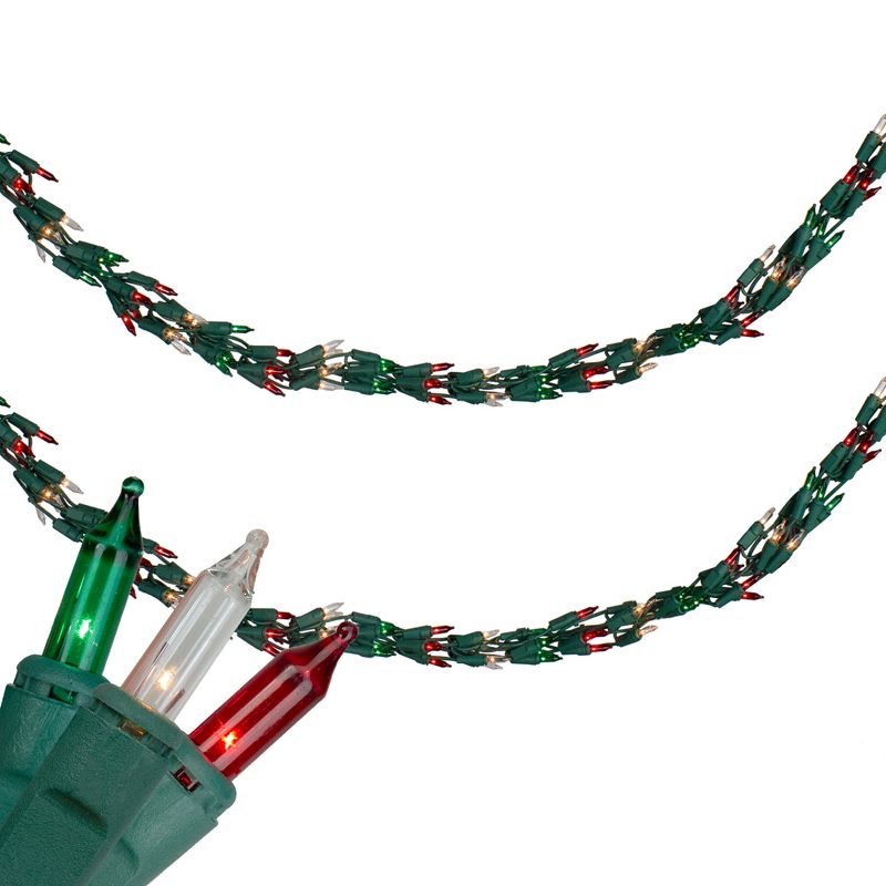 J. Hofert Co 300-Count Red, Clear and Green Mini Christmas Light Garland Set, 9ft White Wire