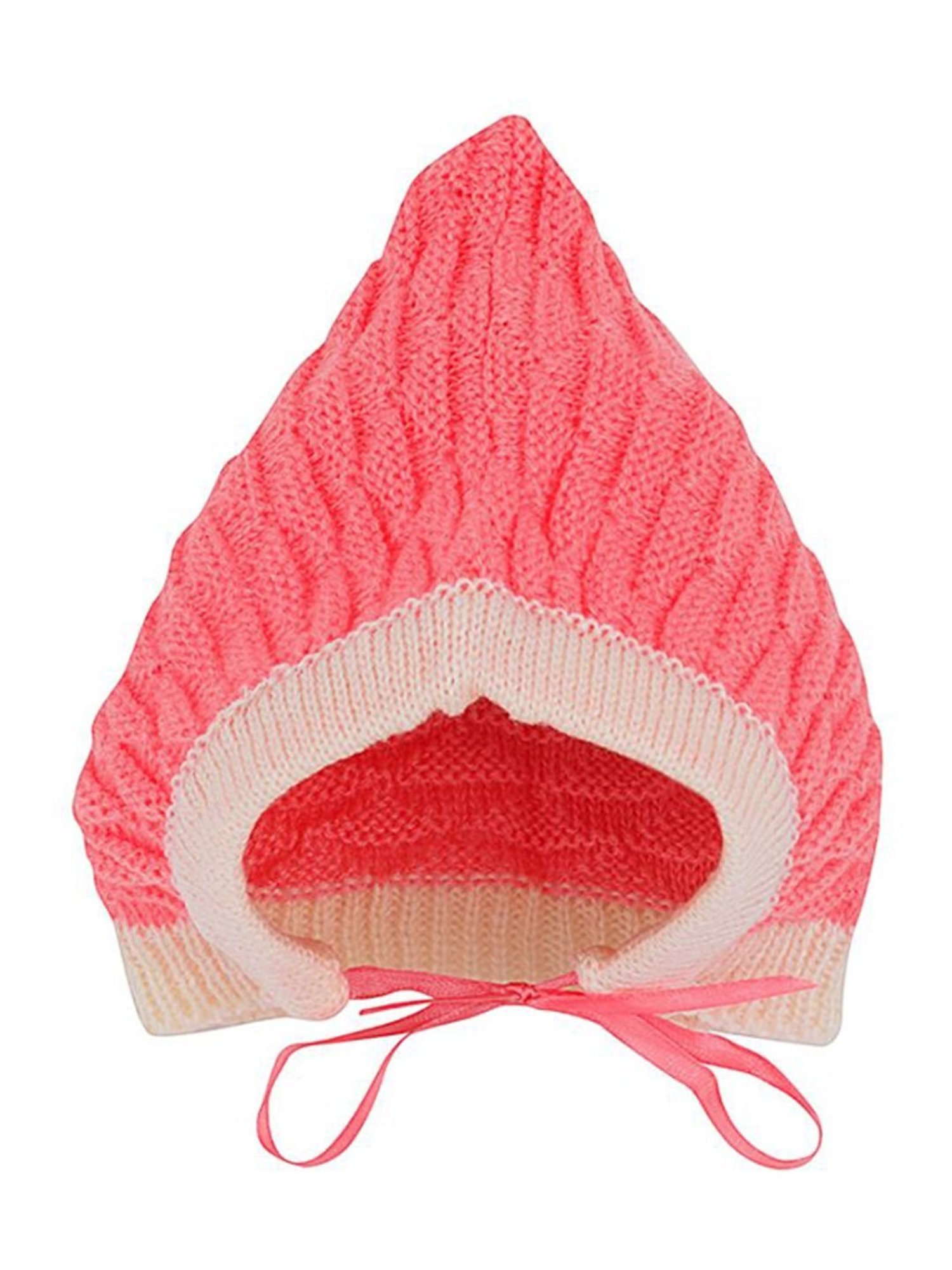 Little Angels Kids Pink & Cream Textured Pattern Full Sleeves Sweater Set