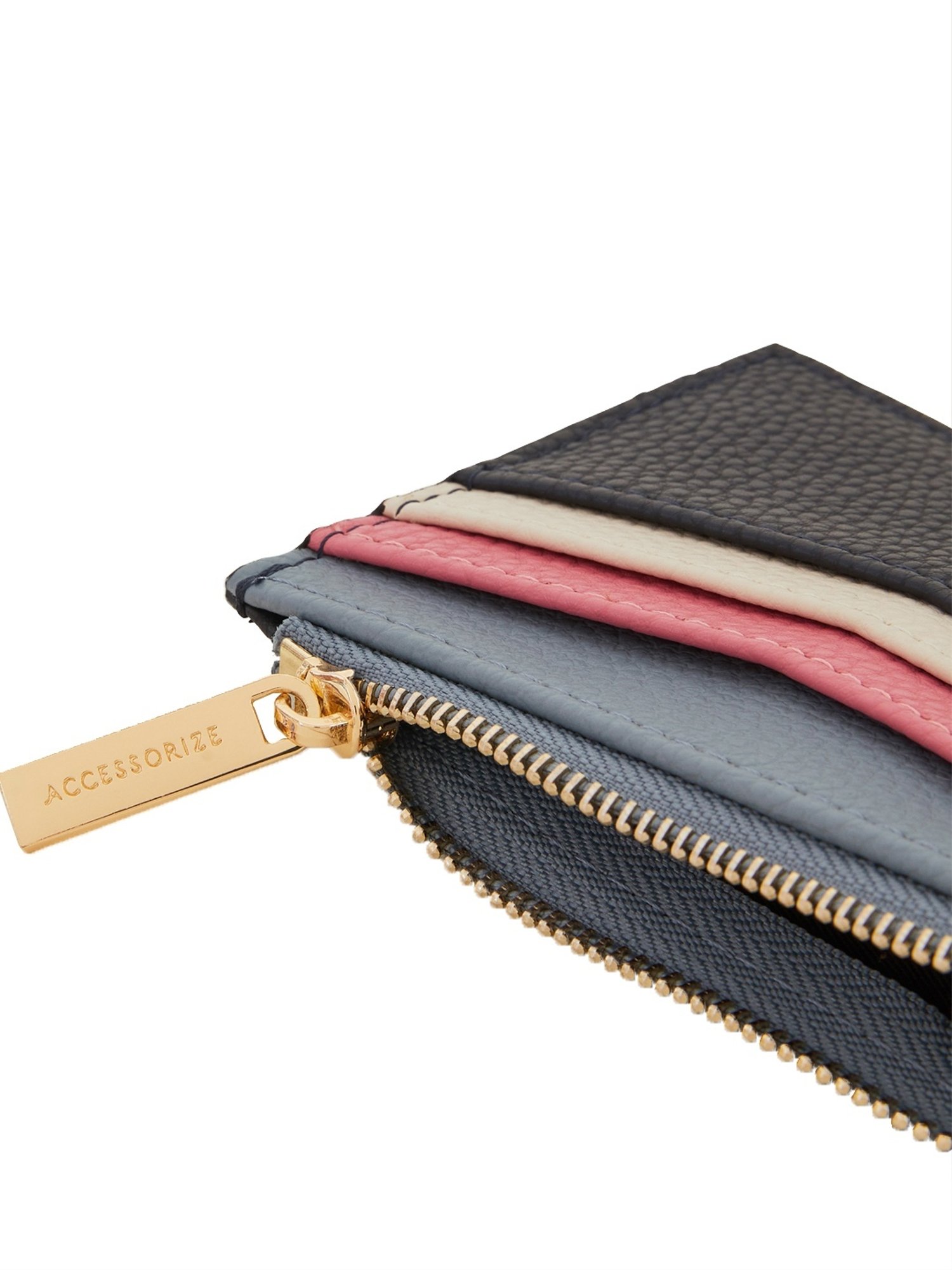 Accessorize London Navy Blue Color Block Card Holder