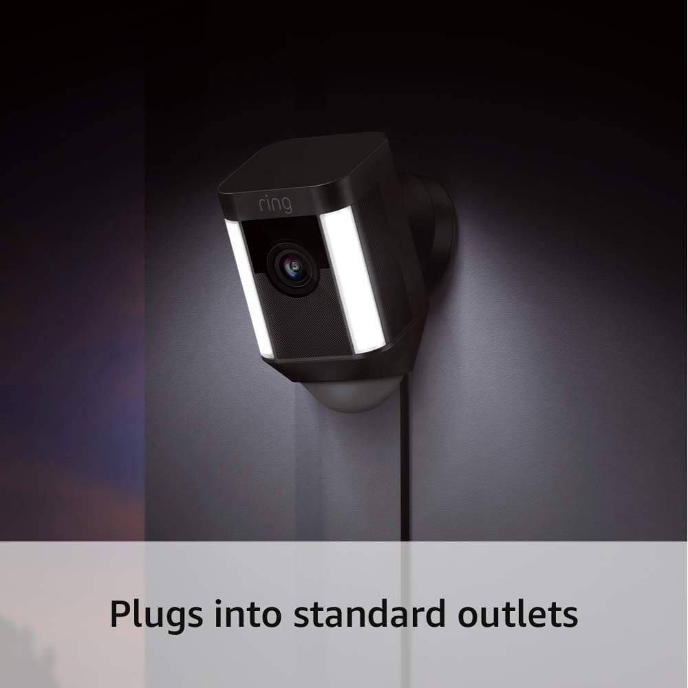 Ring Spotlight Cam Wired, HD Two Way Talk Security Camera Black