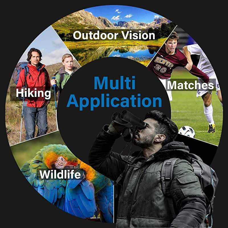 Binoculars for Adults, HD Professional IPX7 Waterproof Durable & Clear BAK4 Prism FMC Lenses Night Vision Binoculars for Hunting, Travel, Wildlife, Outdoor Hiking