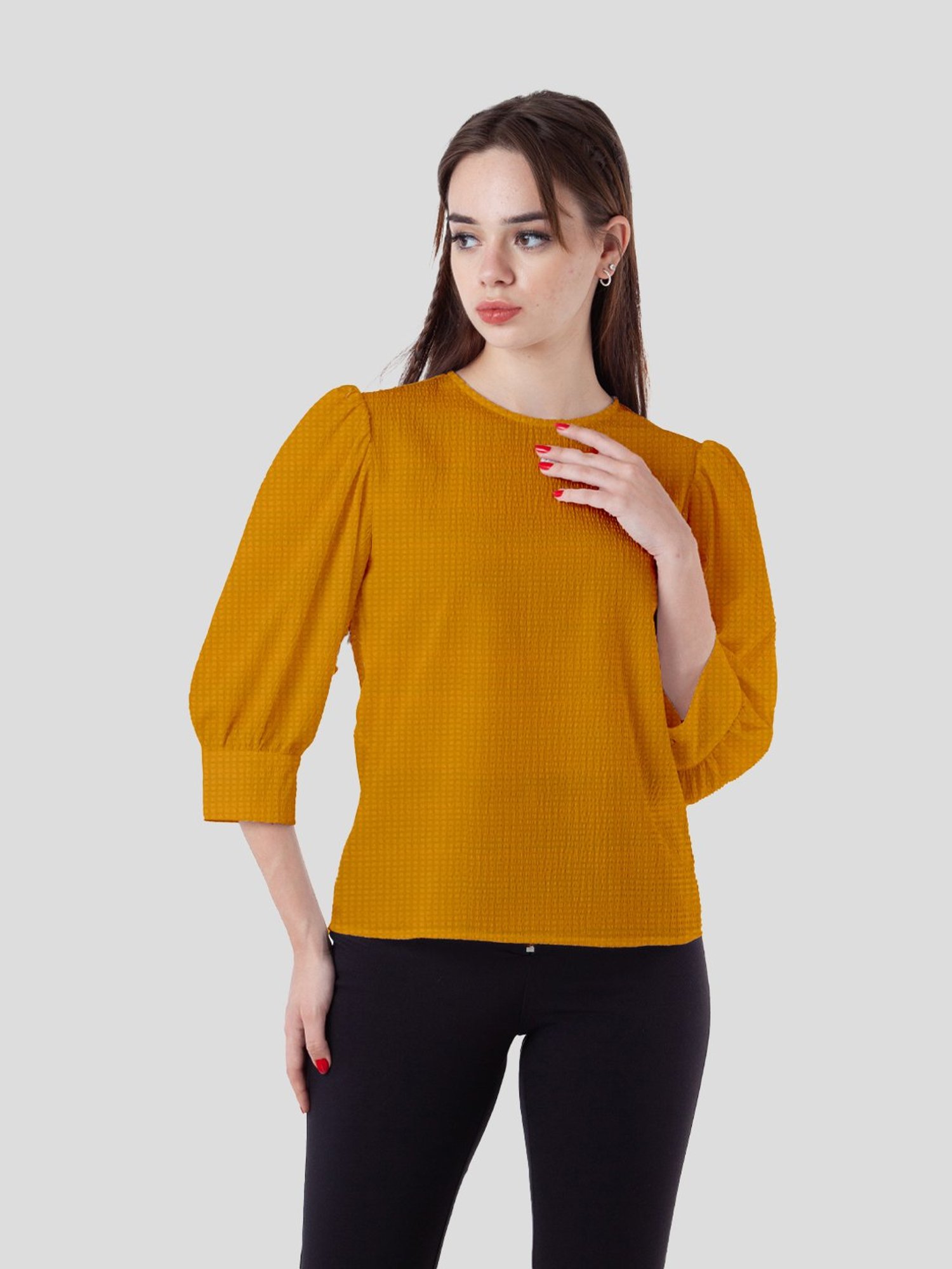 Zink London Mustard Textured Top