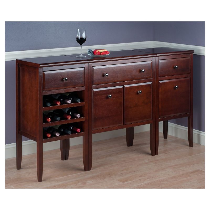 Orleans Modular Buffet with Drawer 12 Bottles Wine Rack Wood/Dark Cappuccino - Winsome