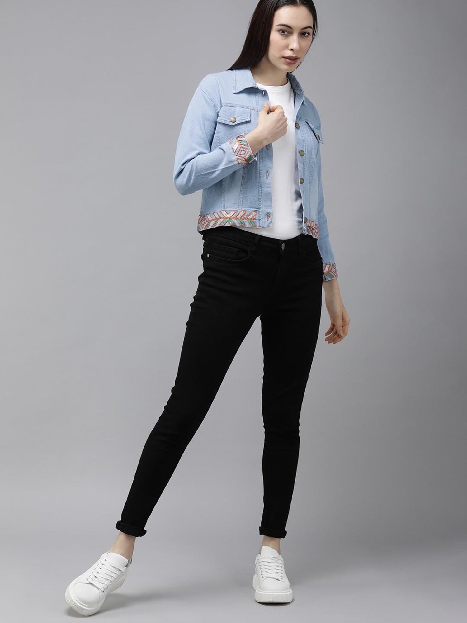 VOXATI Blue Embroidered Denim Jacket