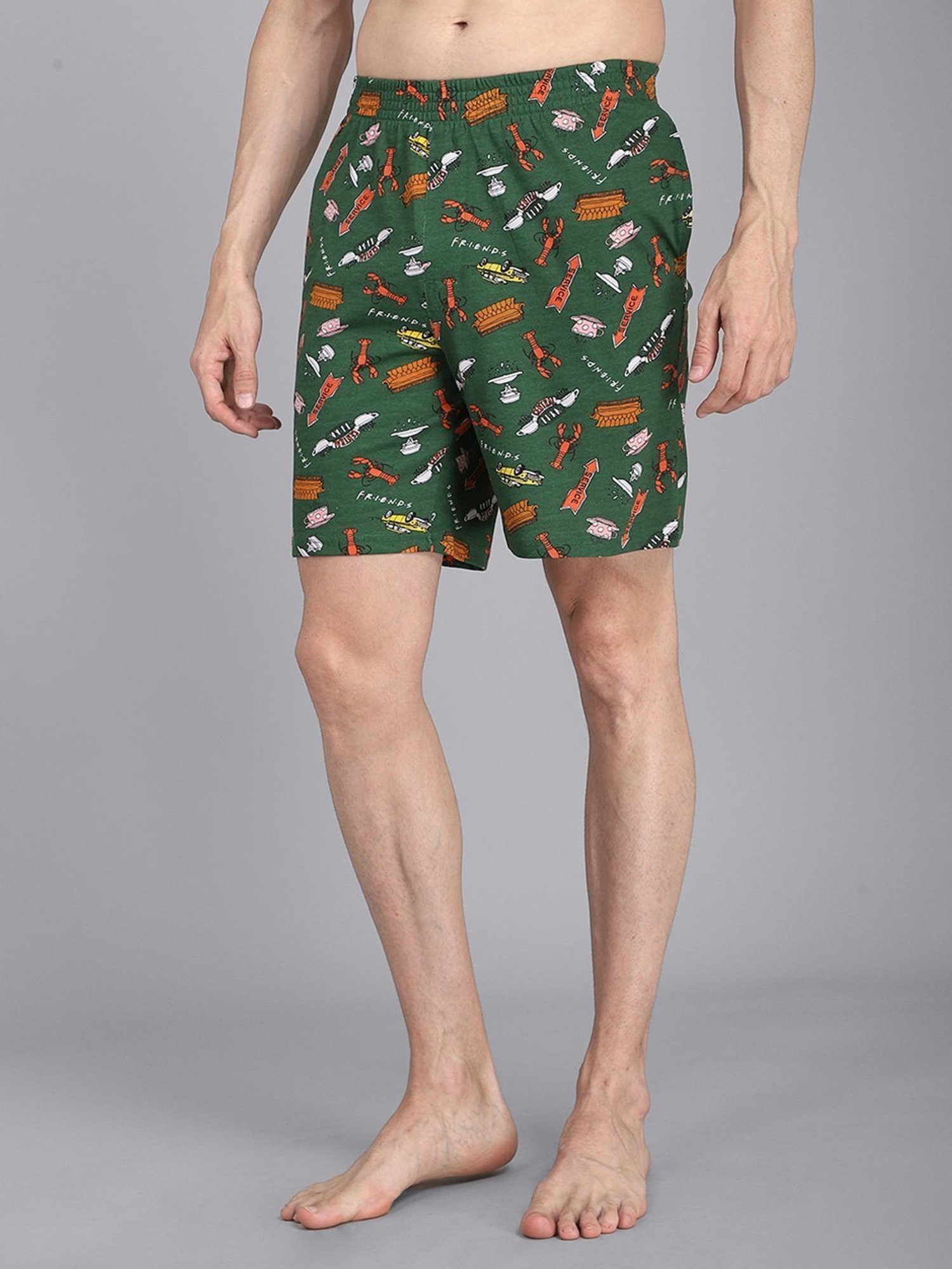Free Authority Green Cotton Regular Fit Friends Printed Boxers