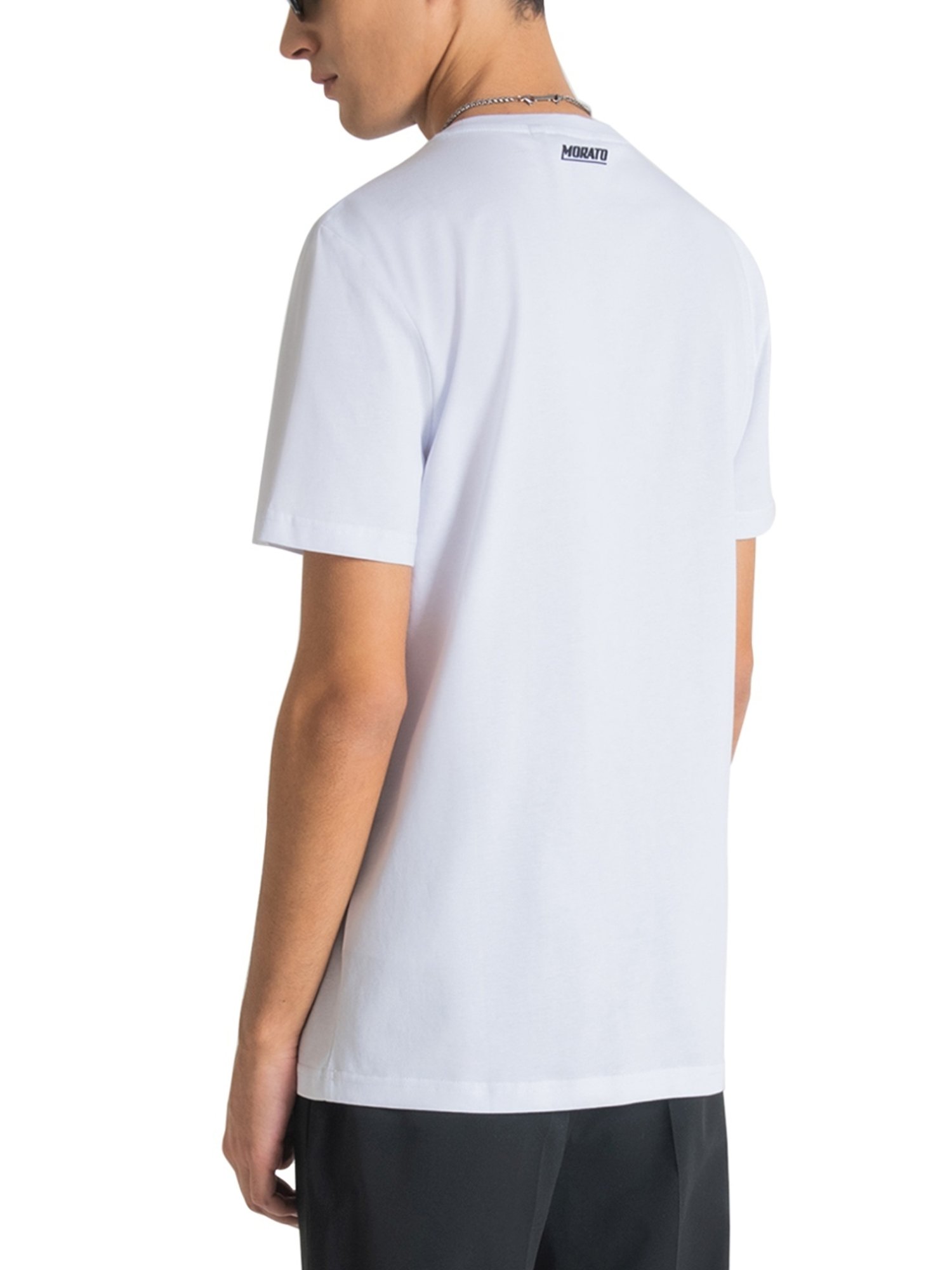 Antony Morato White Cotton Slim Fit Printed T-Shirt
