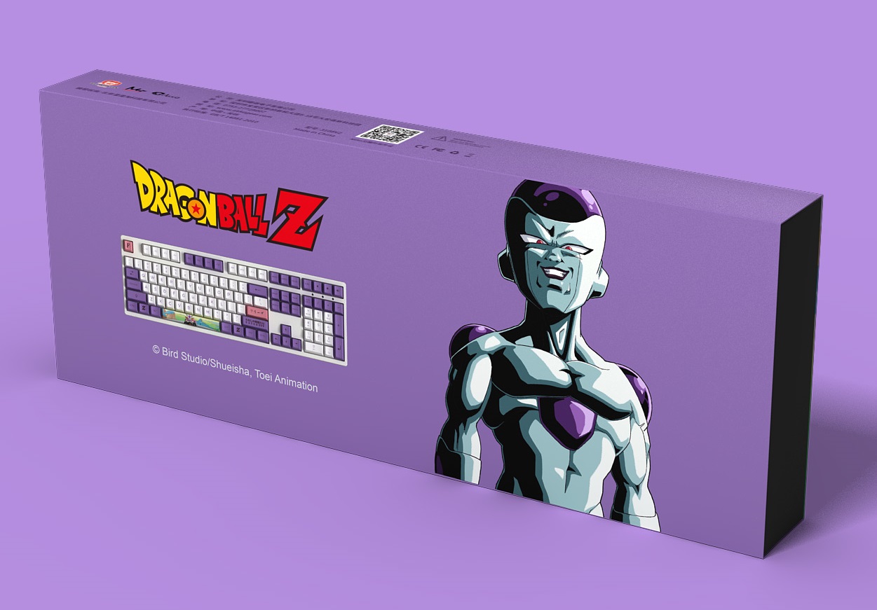 Akko 3108V2 Dragon Ball Z Frieza Full Size Gaming Mechanical Keyboard Double Shot Dye Sub PBT Keycaps NKRO Detachable USB Type-C Wired White and Purple