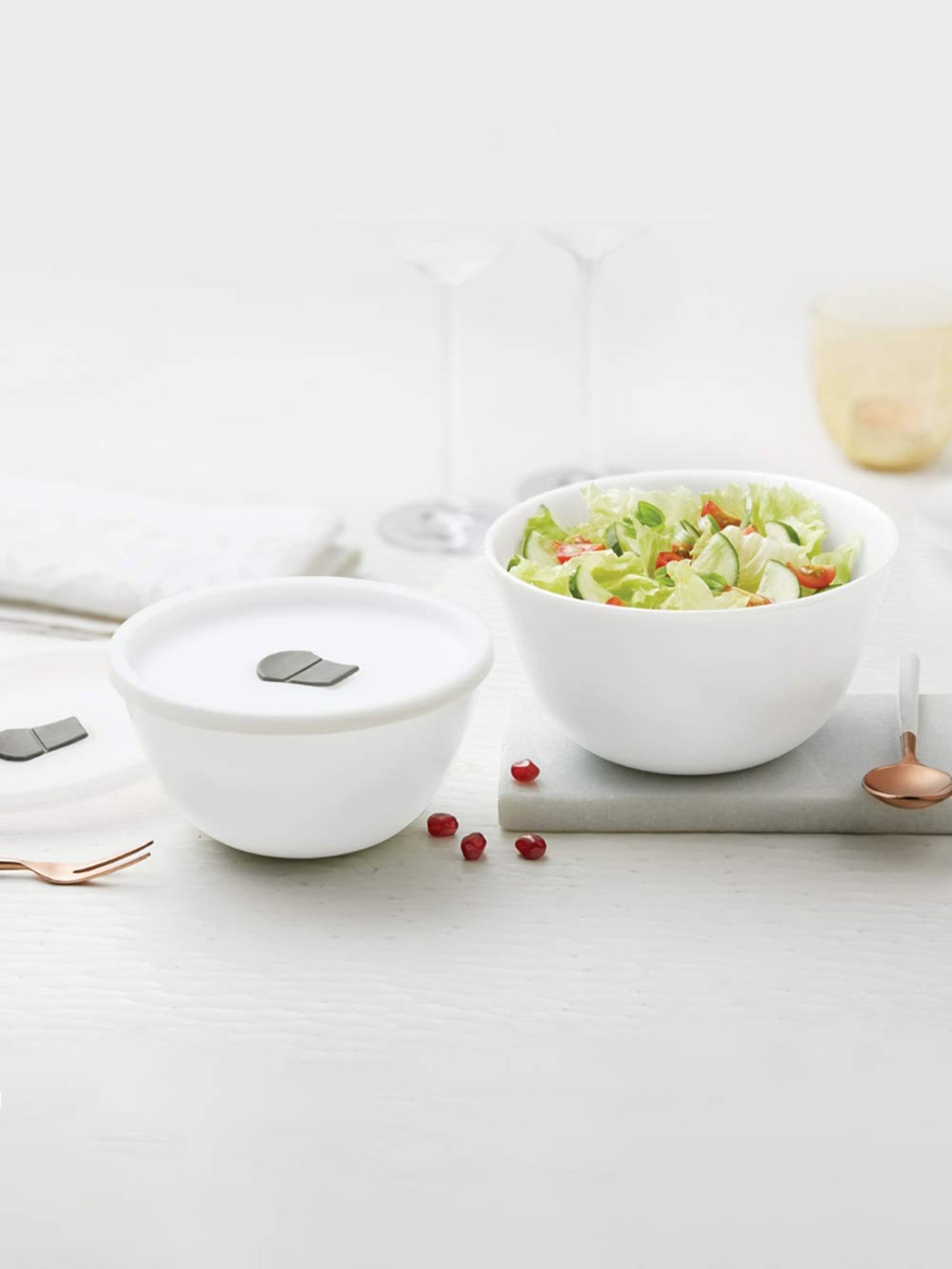 Larah by Borosil White Opalware Mixing Bowl - Set of 2