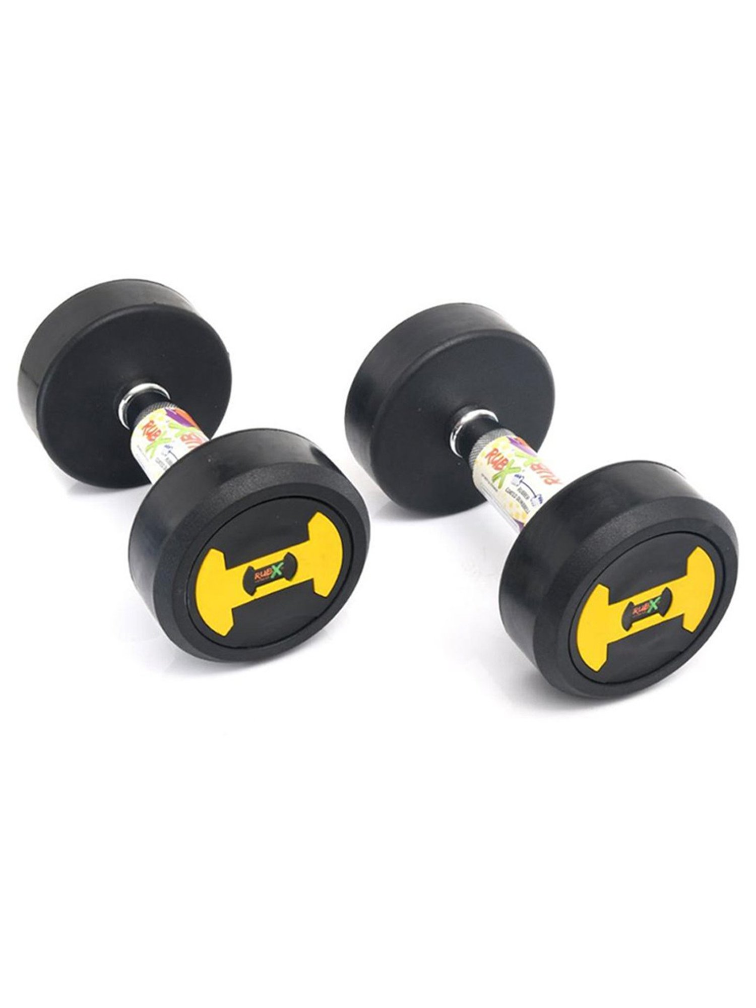 RUBX Rubber Coated Professional Round Dumbbells (Sold in Pair) (5 Kg x 2pc (Total = 10 kg))